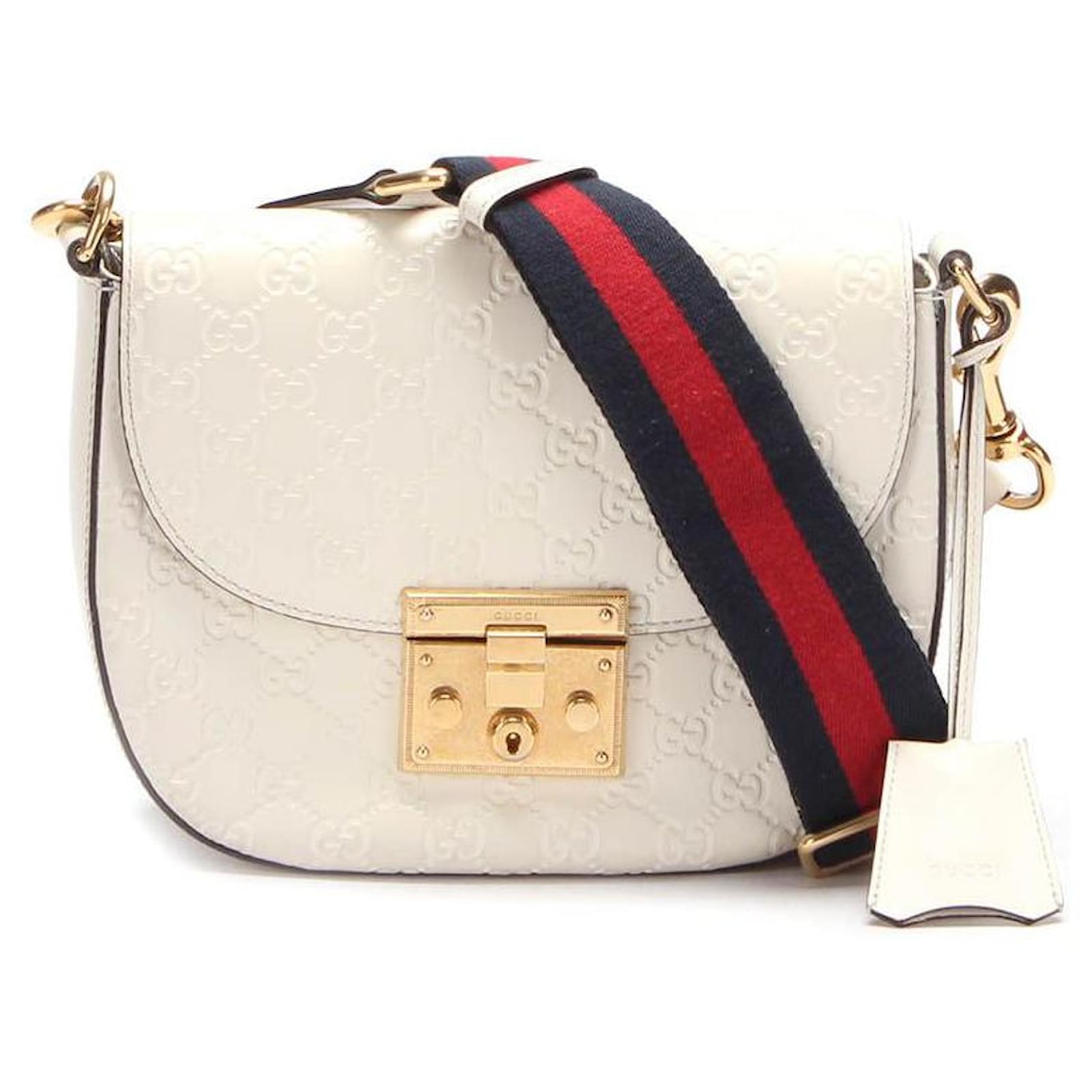 Gucci GG Signature Padlock Messenger Bag White Leather ref.592120 ...