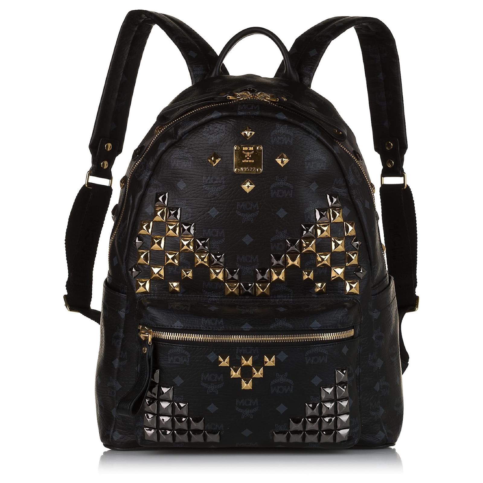 MCM Black Visetos Stark M Studs Backpack Multiple colors Leather