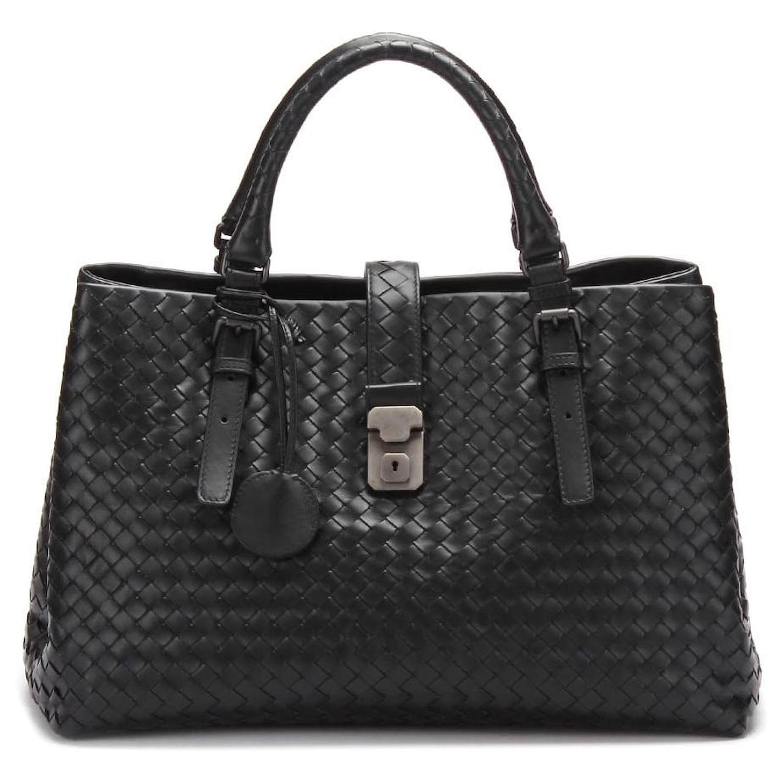 Bottega Veneta Intrecciato Leather Roma Handbag Black Pony-style ...