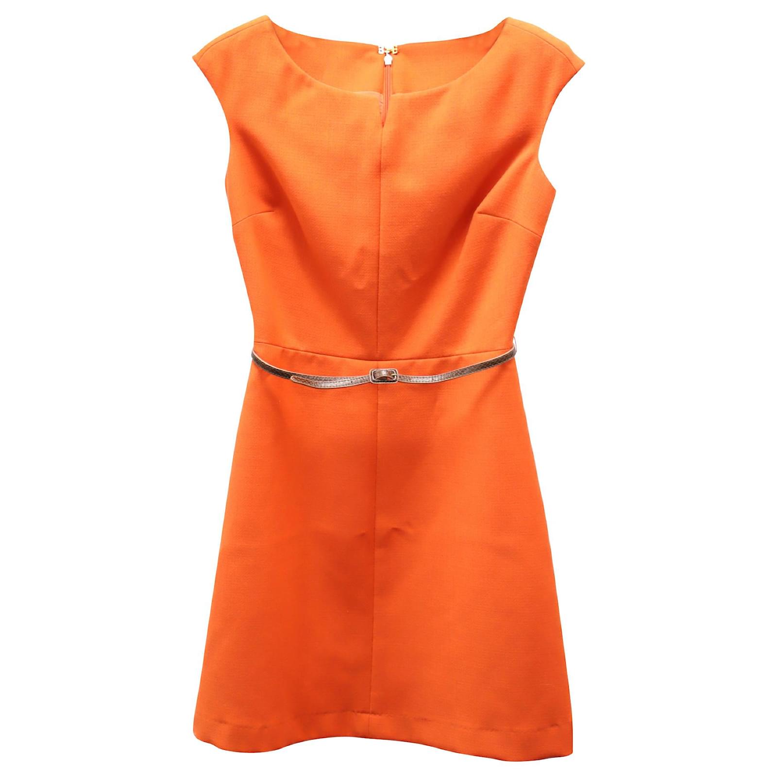 Tory Burch Cocktail Dress with Belt in Orange Wool  - Joli Closet