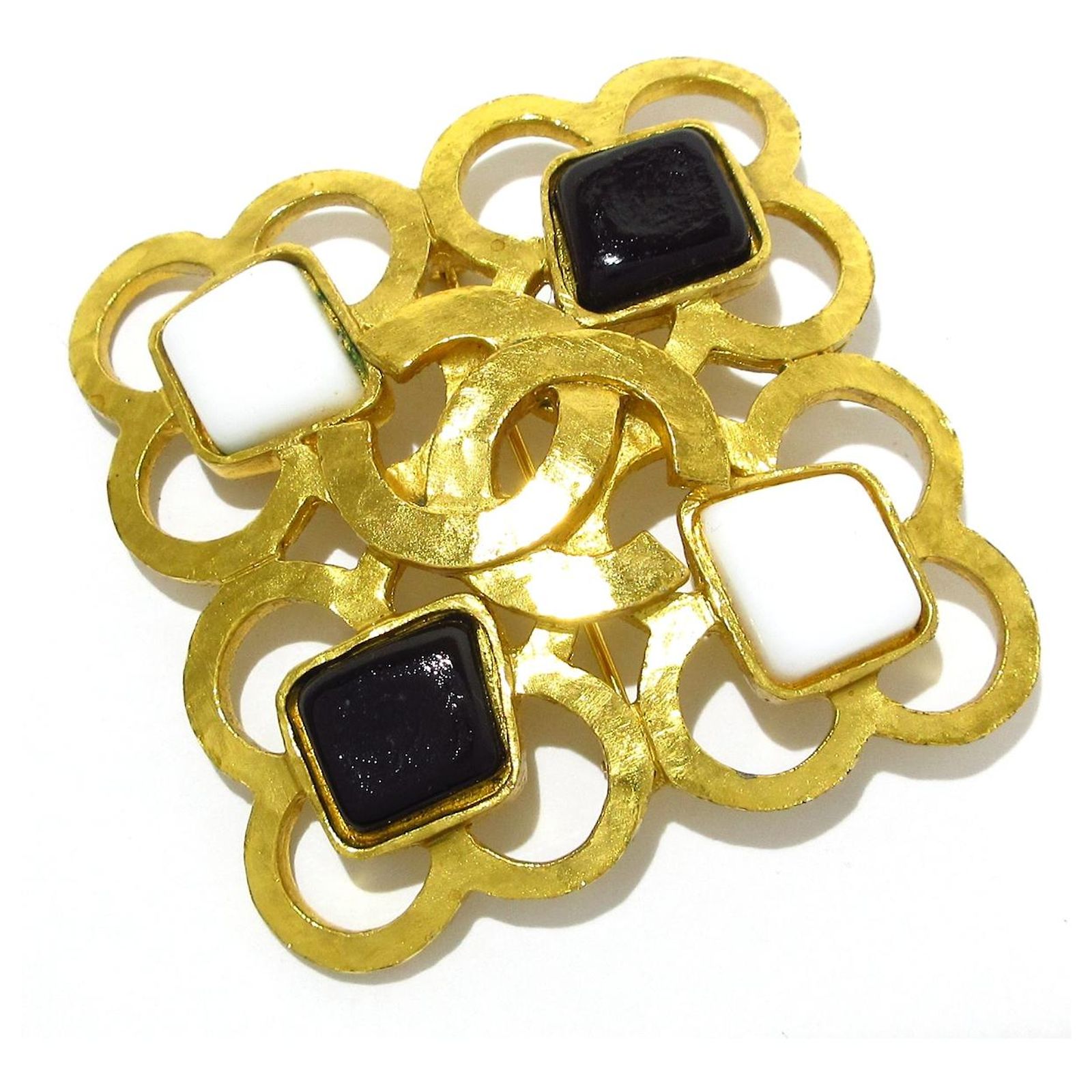 Broche Vintage Cristal Et Métal Doré - Style Coco - Perle - Occasion