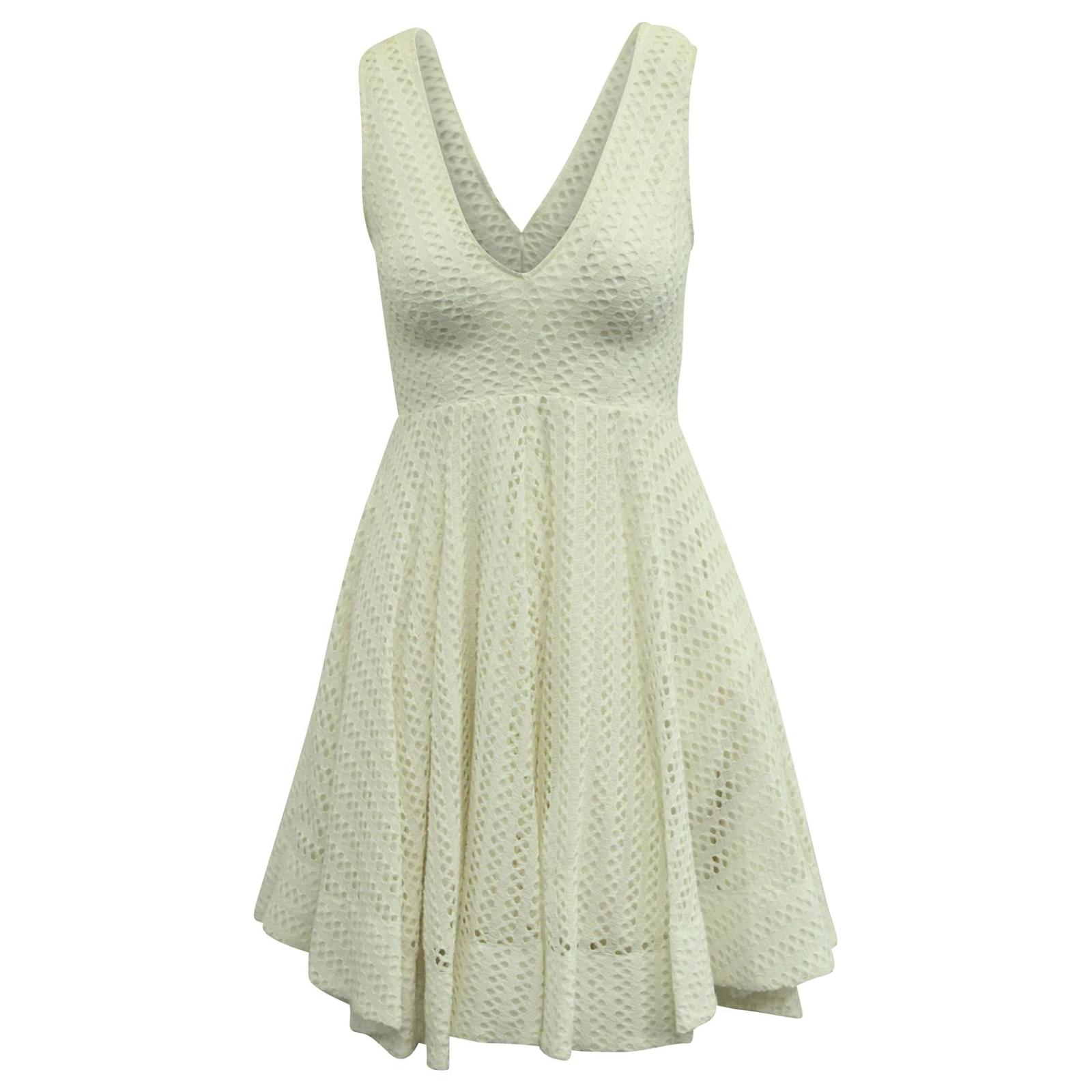 Sandro Bliss Eyelet Lace Dress in White Polyester ref.593510 - Joli Closet
