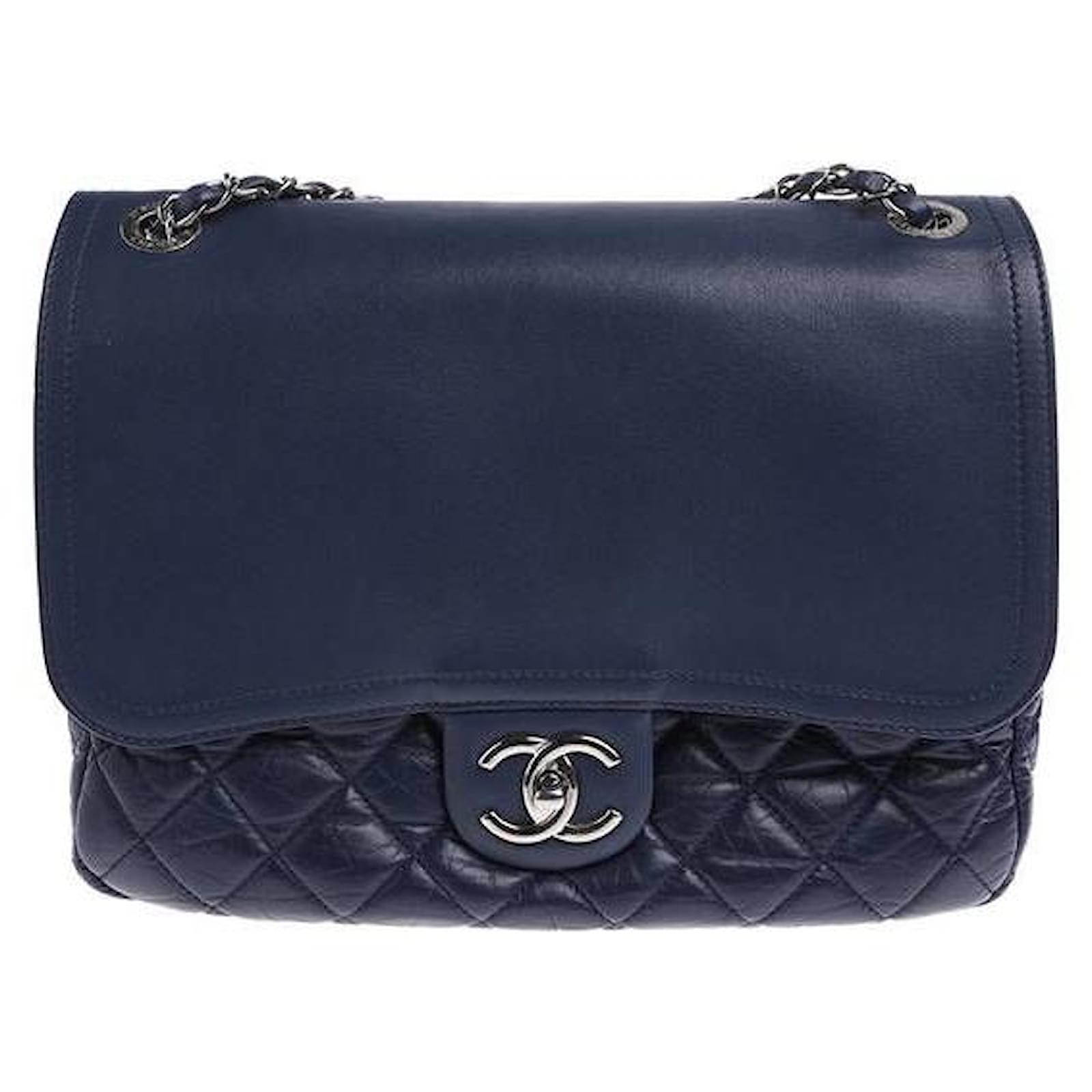 Chanel Chain Strap Leather Flap Bag Blue Lambskin ref.593993 - Joli Closet