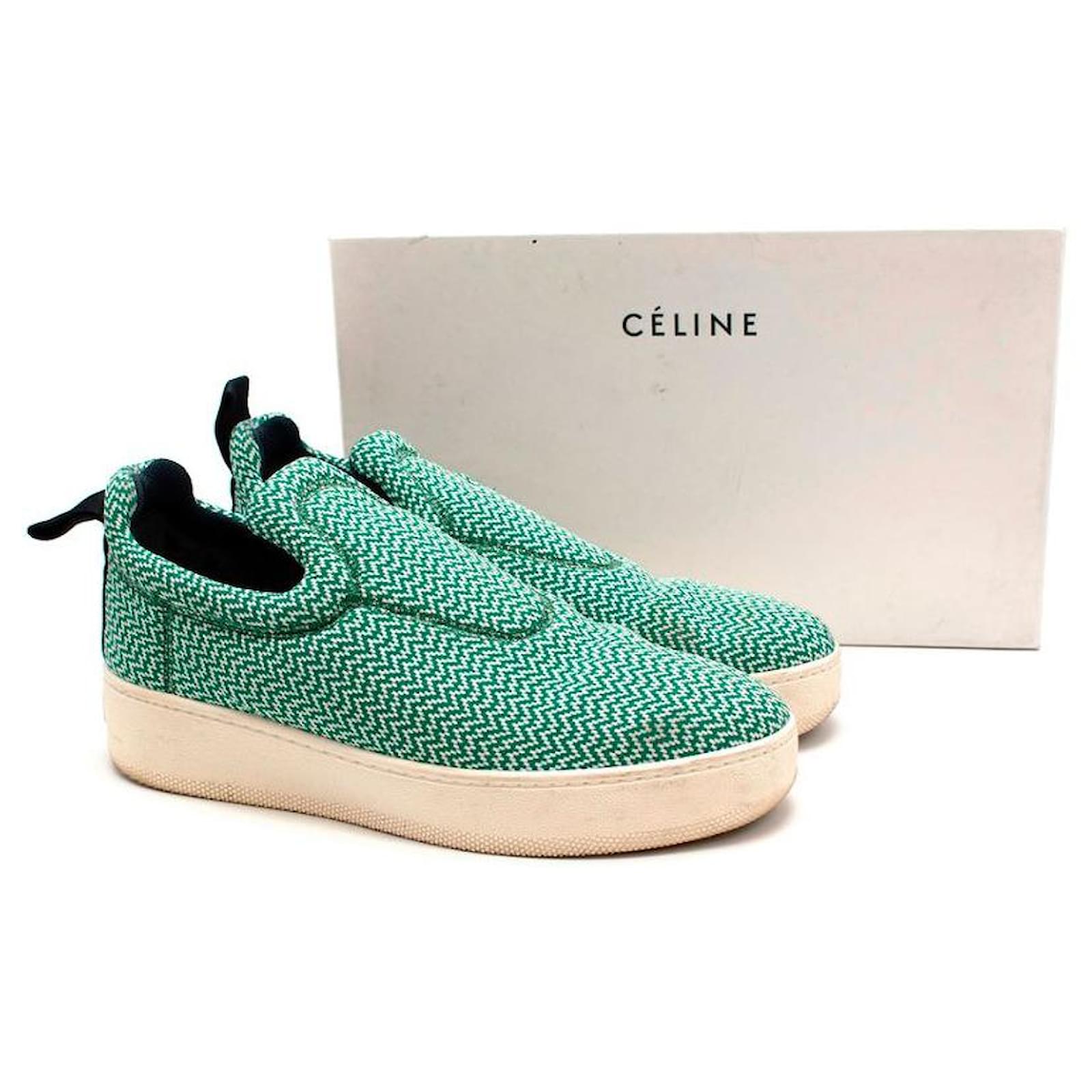 Céline Celine by Phoebe Philo Green Knit Pull-on Trainers Leather  ref.594113 - Joli Closet