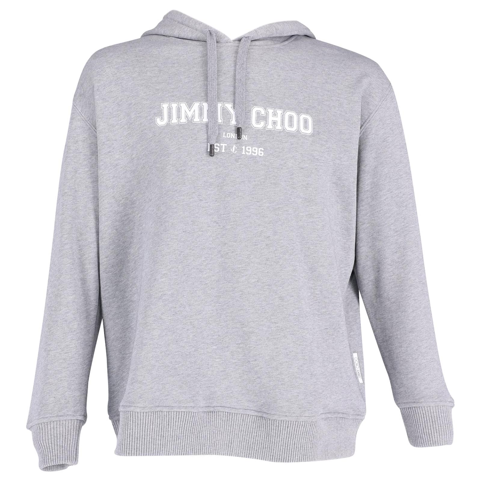 Jimmy Choo College Logo-Print Hoodie in Grey Cotton ref.594185