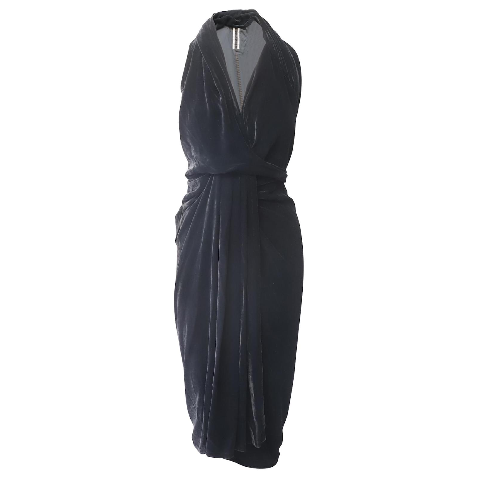 Rick Owens Halter Wrap Dress in Black Velvet ref.594192 - Joli Closet