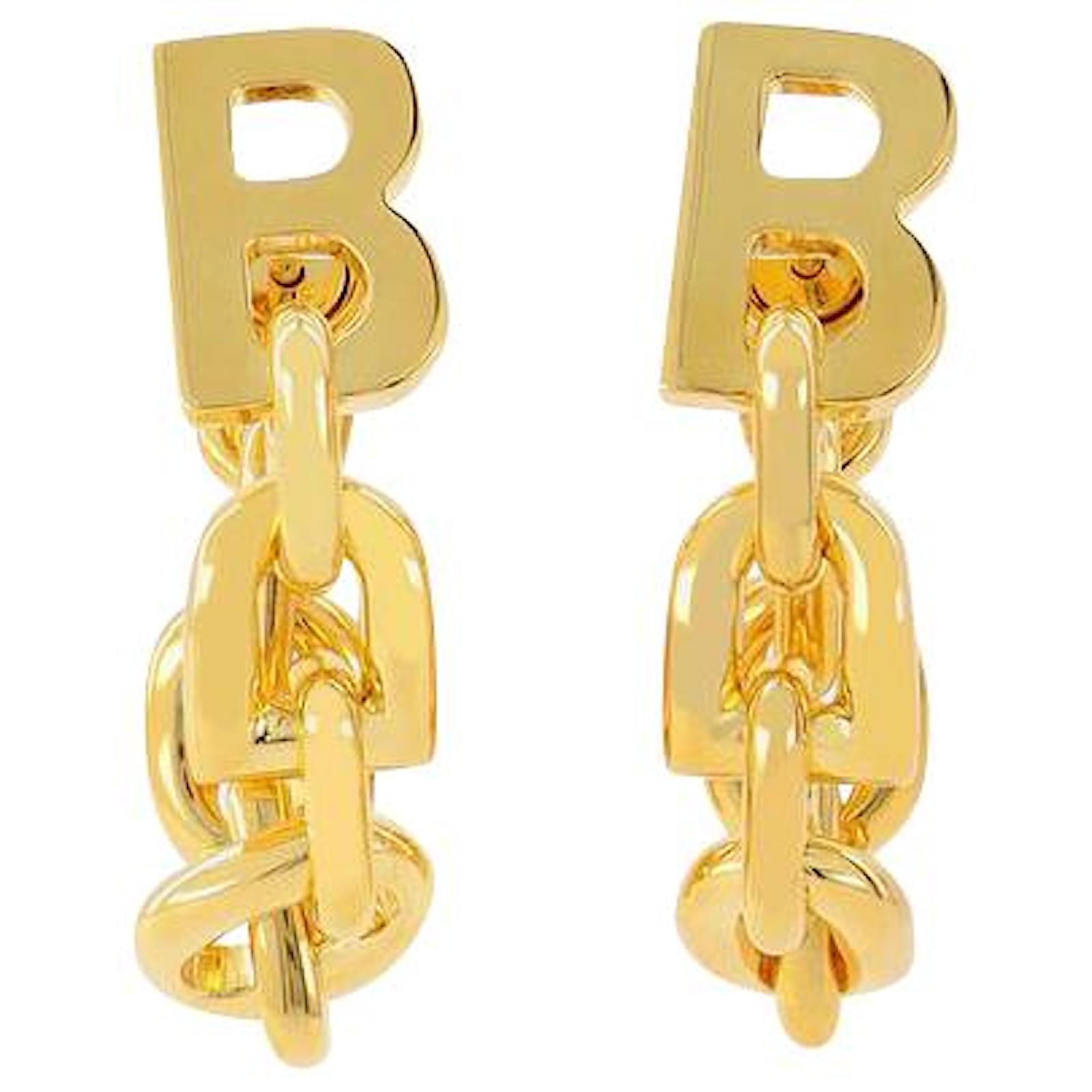 Balenciaga Shiny GoldTone Brass Earrings Golden Metallic ref.594210