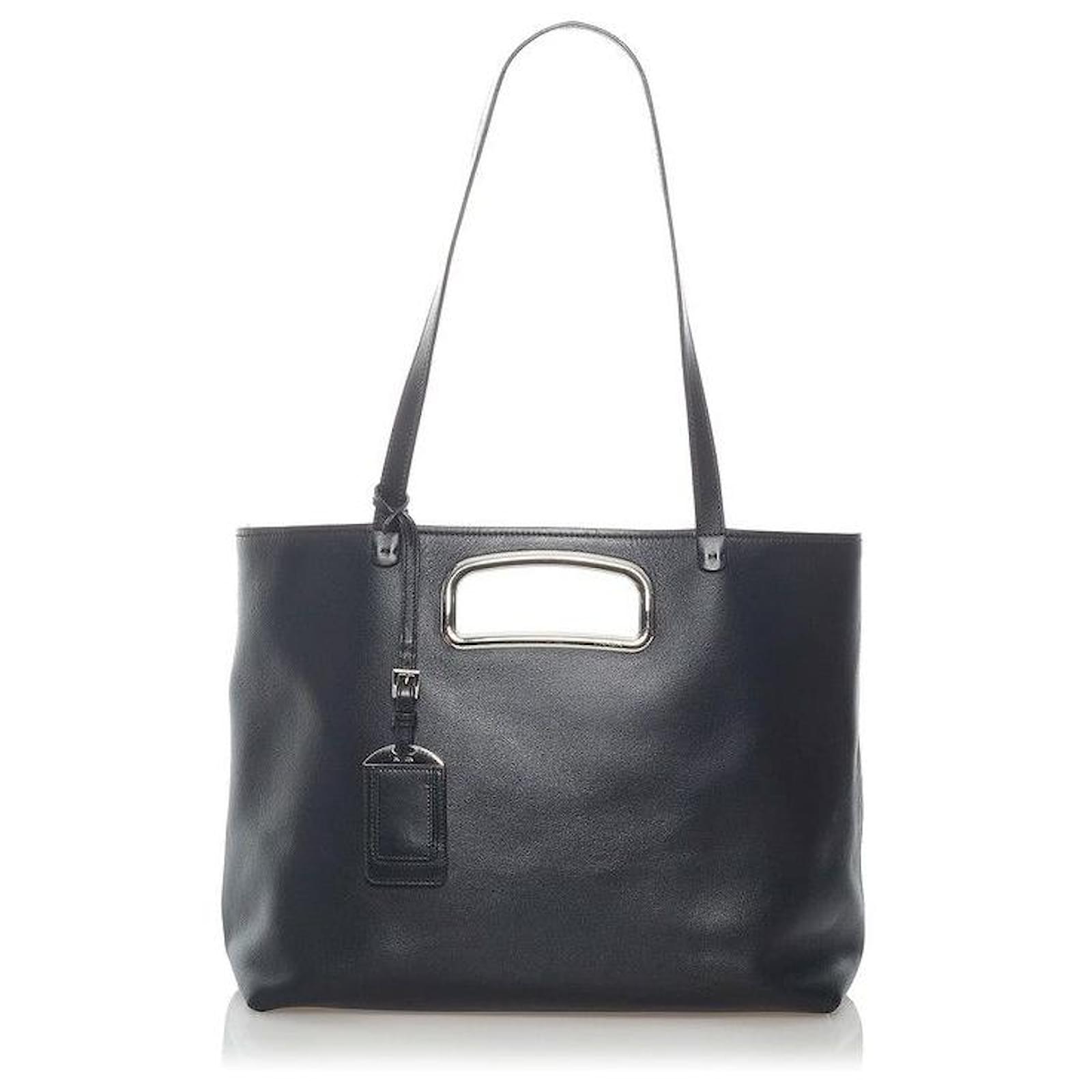 Prada Leather Two-Way Bag Black Pony-style calfskin ref.594485 - Joli ...