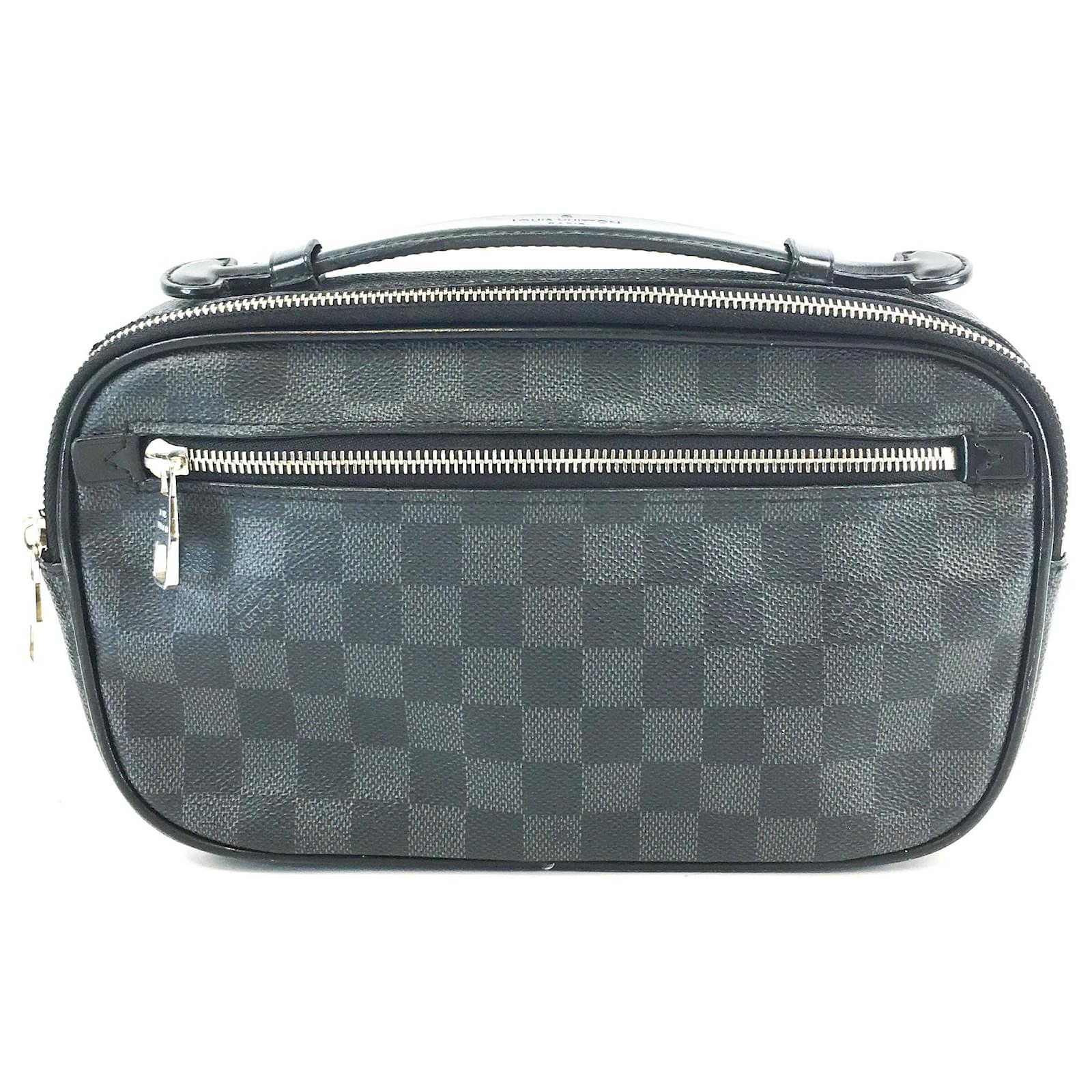 Louis Vuitton Ambler Waist Bag Damier Graphite Canvas Black Leather  ref.494306 - Joli Closet