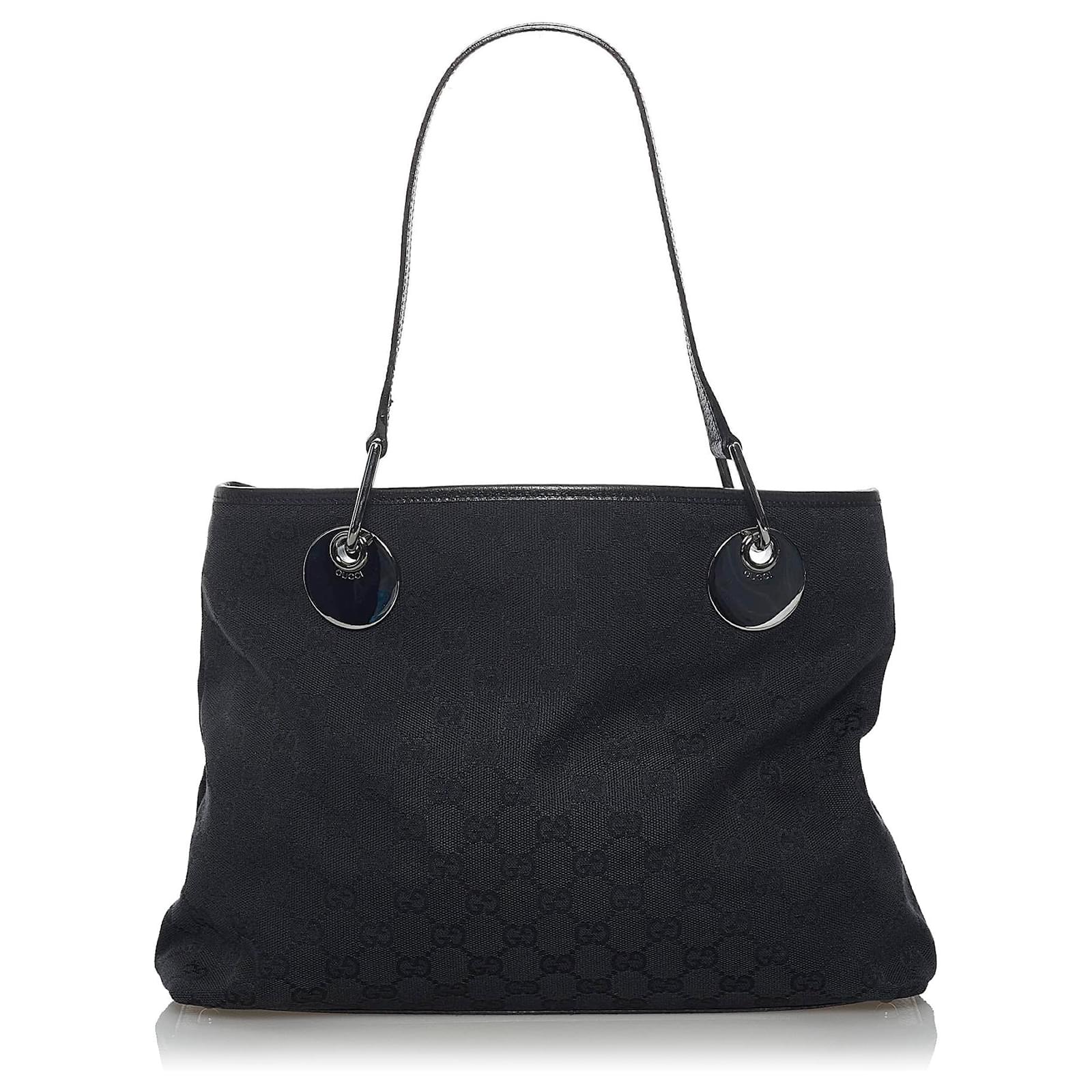 Gucci Black GG Canvas Eclipse Tote Bag Leather Cloth Pony-style ...