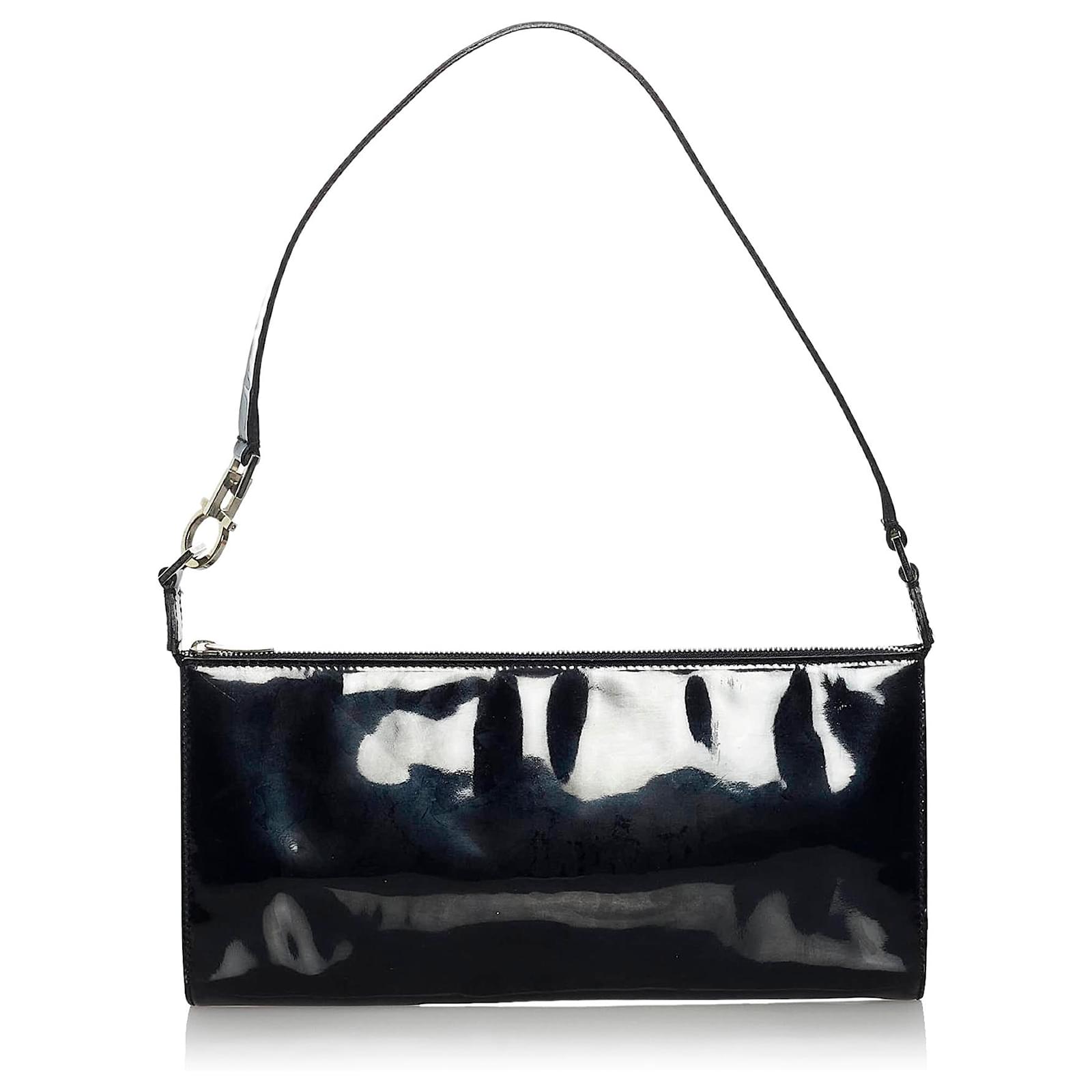 Salvatore Ferragamo Ferragamo Black Patent Leather Baguette ref