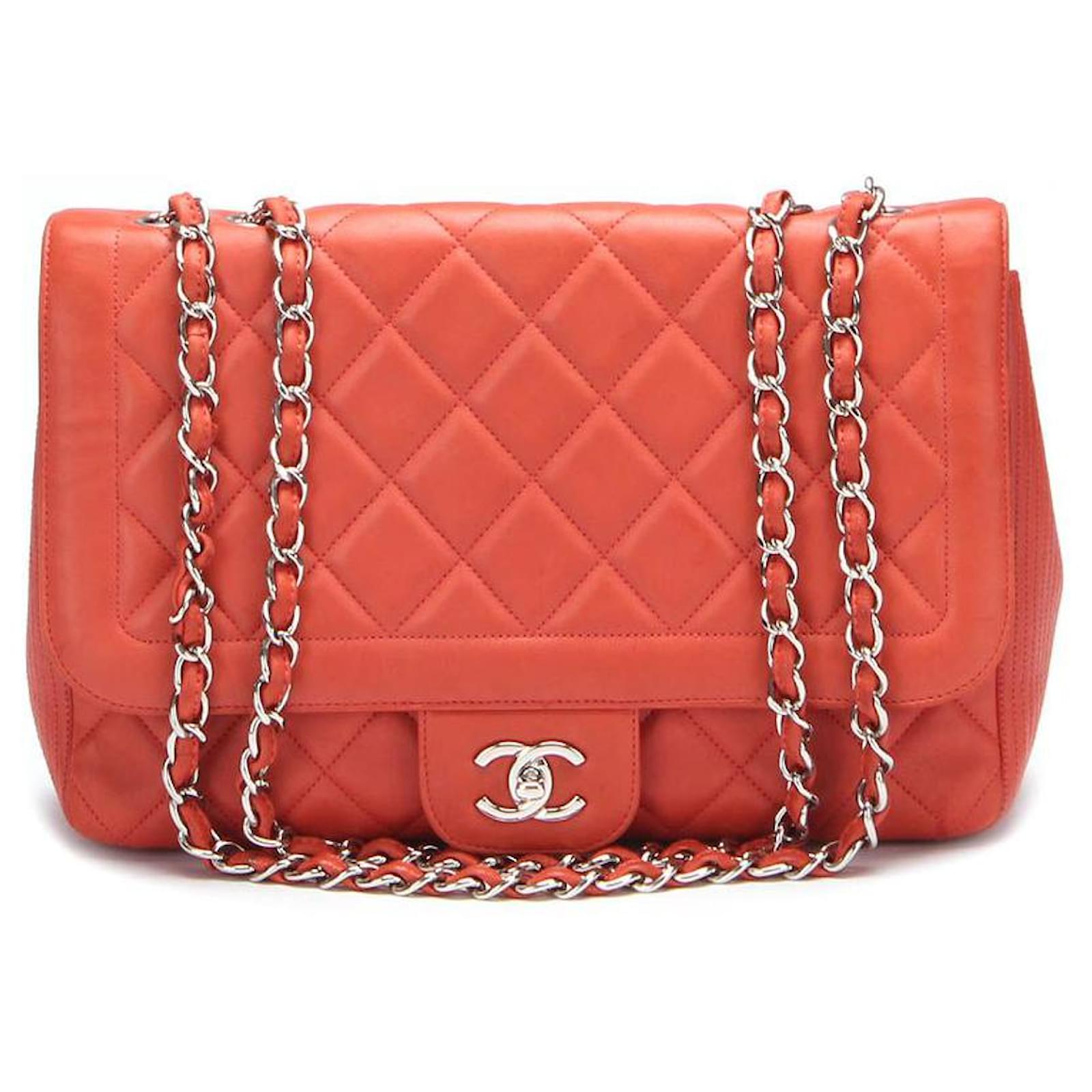 Chanel Matelasse Flap Chain Bag Orange Lambskin ref.596158 - Joli Closet