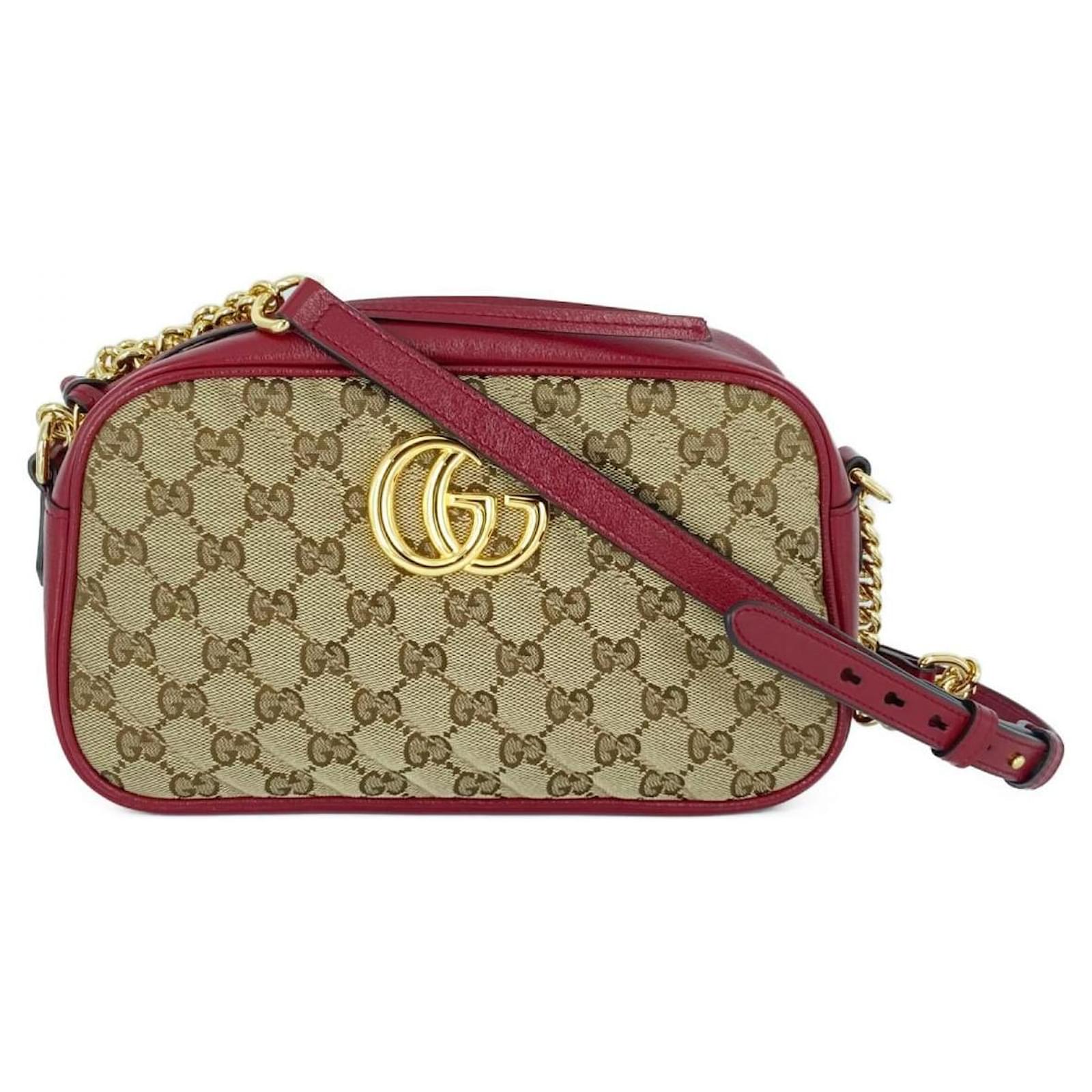 Gucci GG Marmont Diagonal Quilted Pink Fabric GG Canvas Shoulder Bag