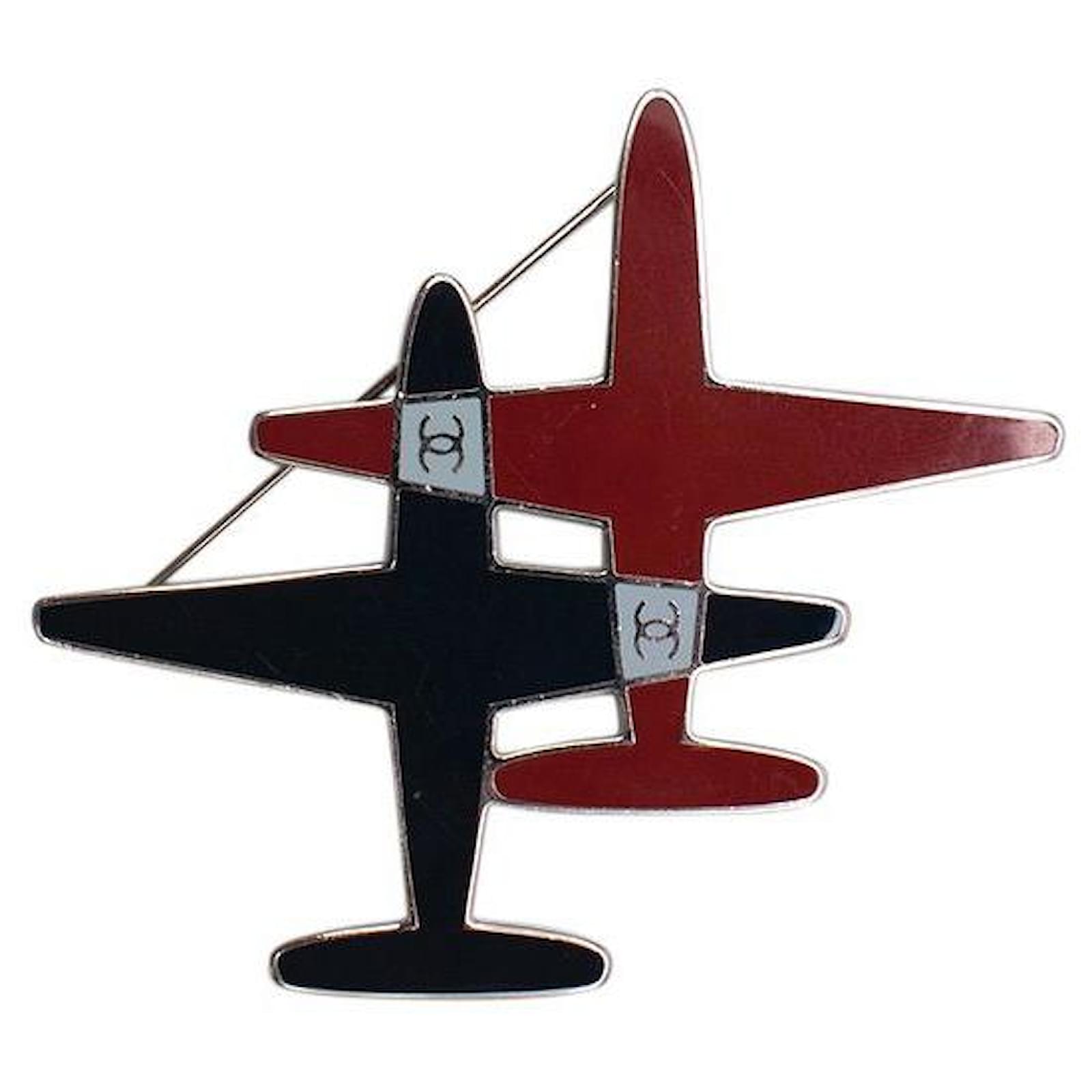 Chanel Coco Airlines red & blue enamel brooch Multiple colors Metal   - Joli Closet