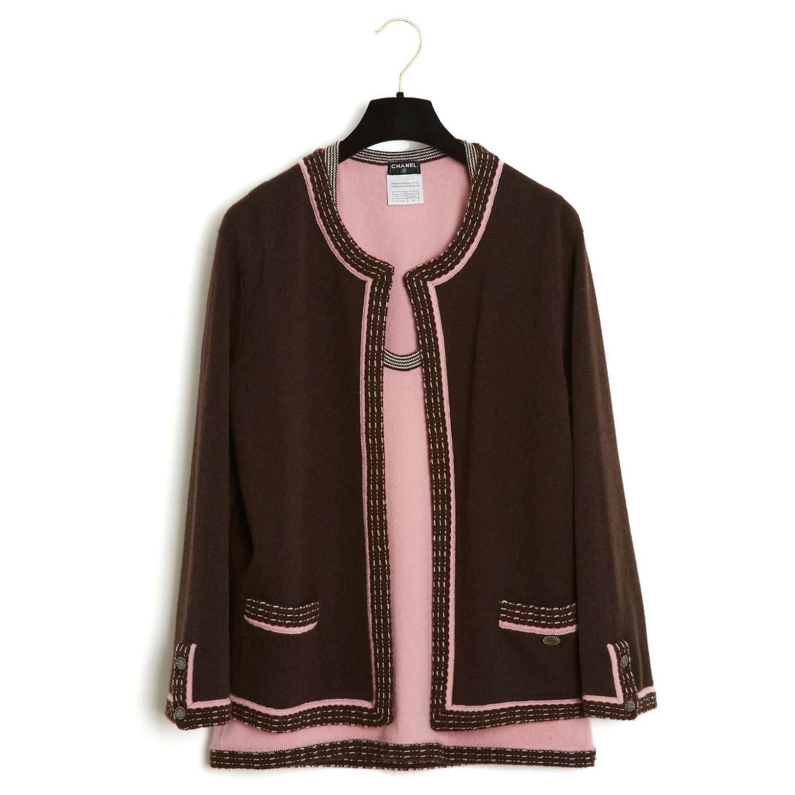 Knitwear Chanel 05A Brown Pink Cashmere Set FR42/44 Size 42 FR