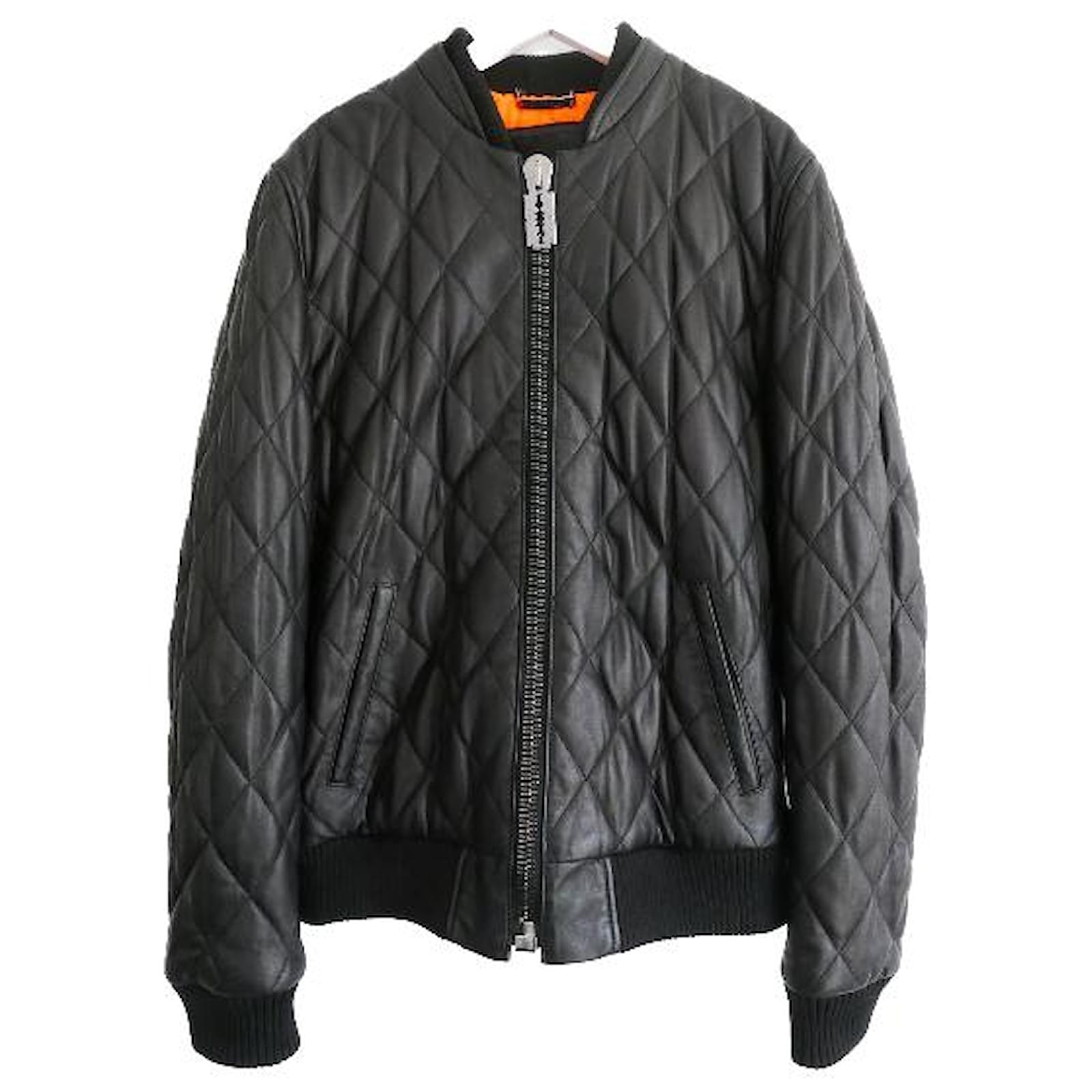 Philipp Plein Quilted Leather Bomber Jacket Black ref.598031 ...