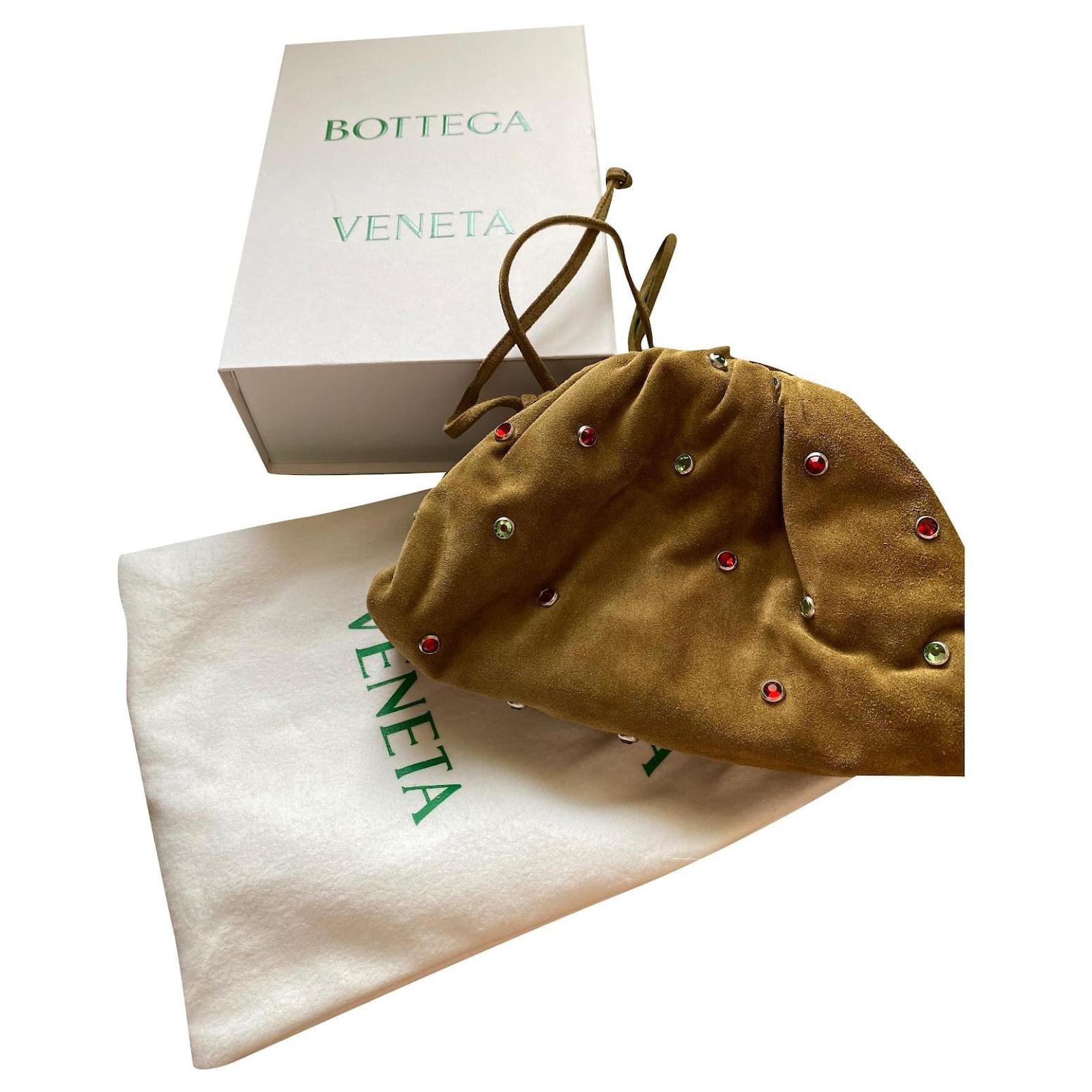 Light Green Bottega Veneta Intrecciato Silk Clutch For Sale at