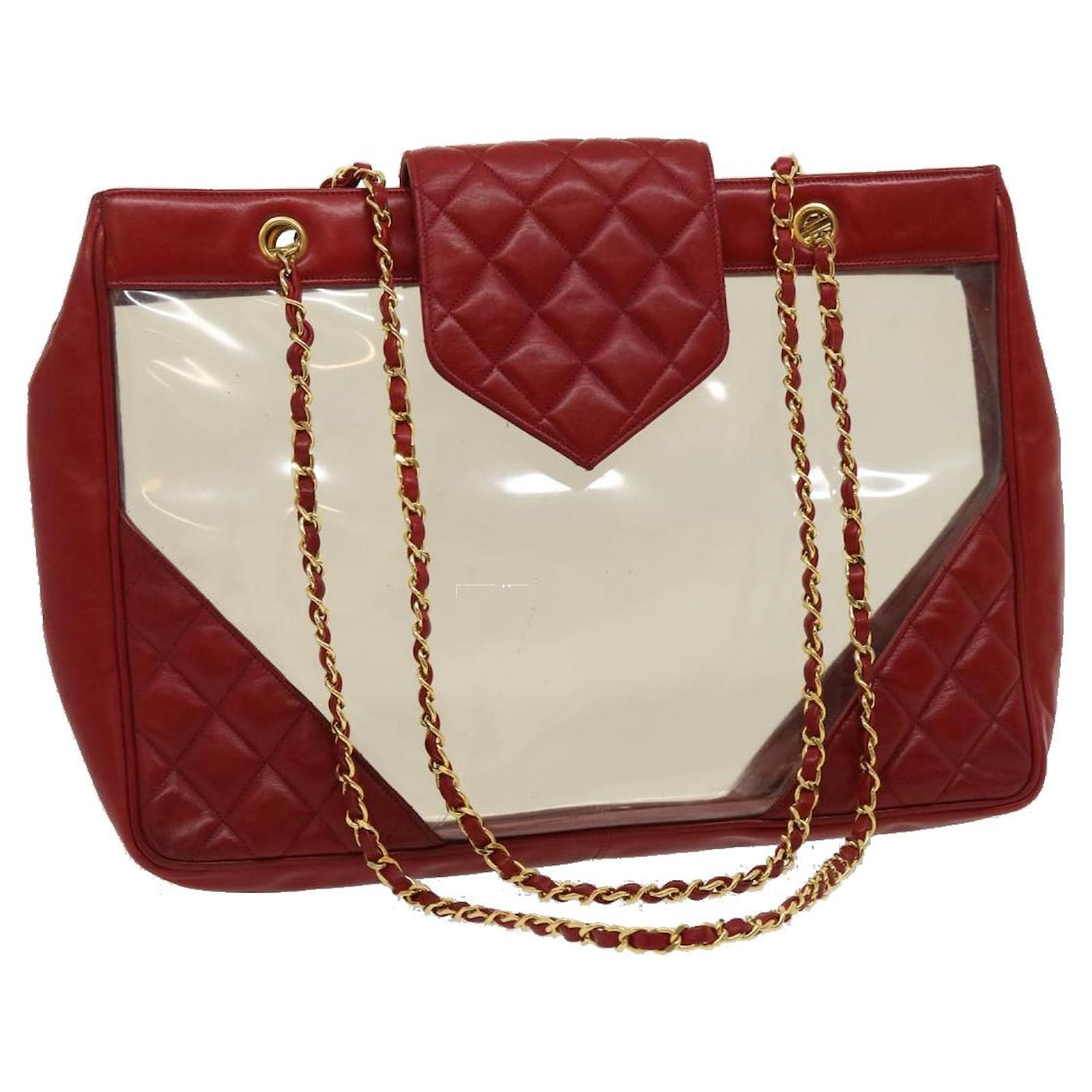 CHANEL Matelasse Chain Shoulder Bag Lamb Skin Enamel Red Clear CC Auth  29894a ref.598192 - Joli Closet