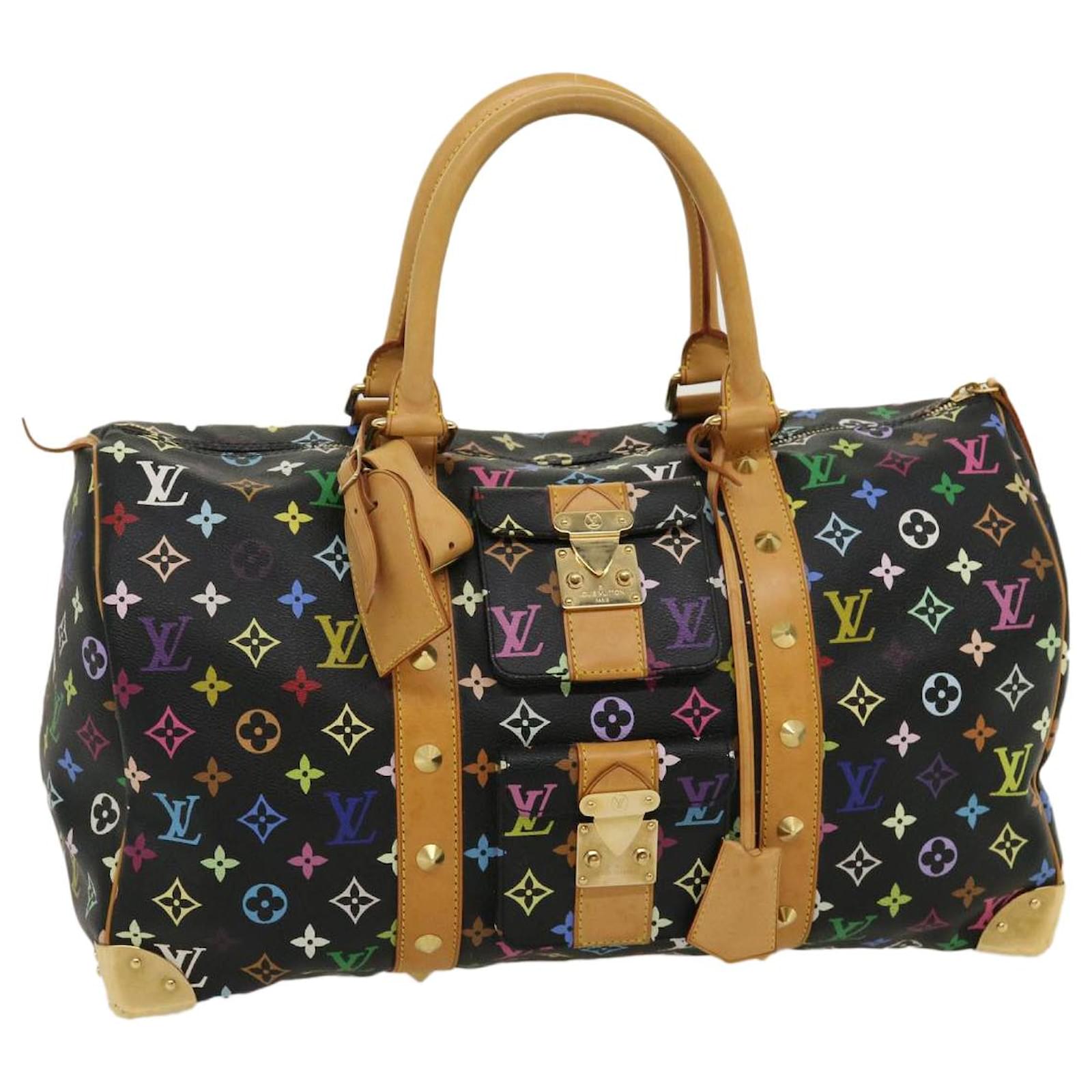 Handbags Louis Vuitton Louis Vuitton Monogram Multicolor Keepall 45 Boston Bag Black M92640 Auth 29945a