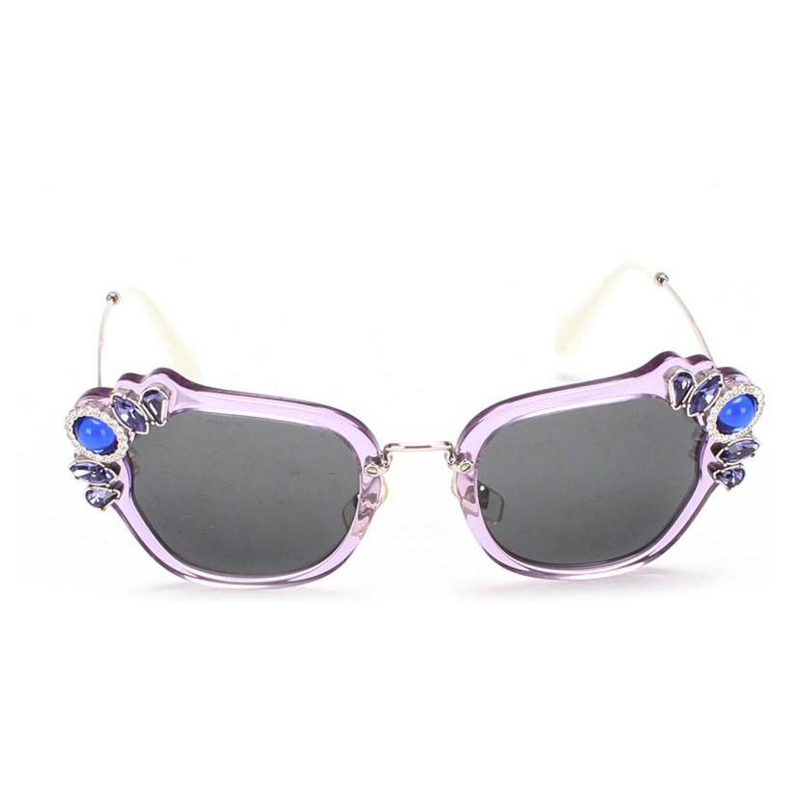Miu Miu Embellished Cat Eye Sunglasses Purple Metal ref 