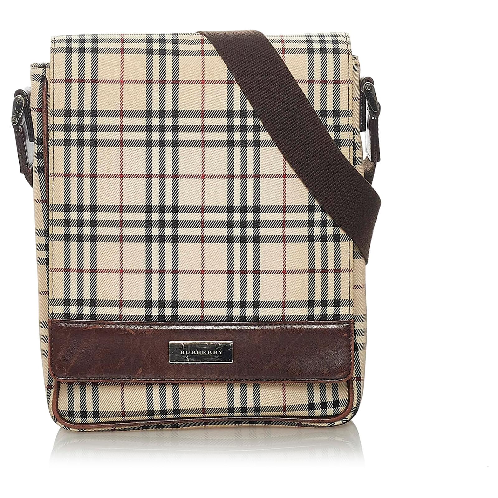 Brown Burberry Plaid Canvas Crossbody