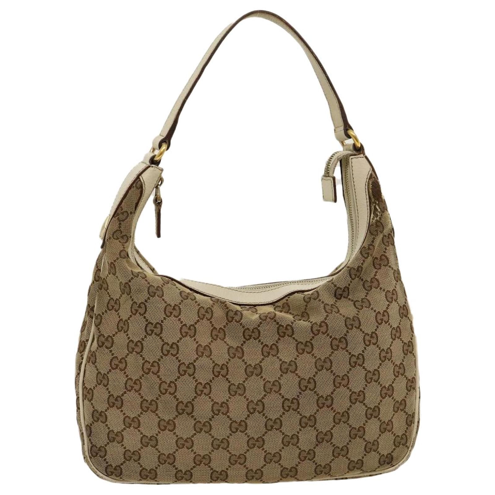 バッグ GUCCI GG canvas shoulder bag 153010 GUCCI GG Canvas Shoulder Bag Leather Beige White Auth yt865