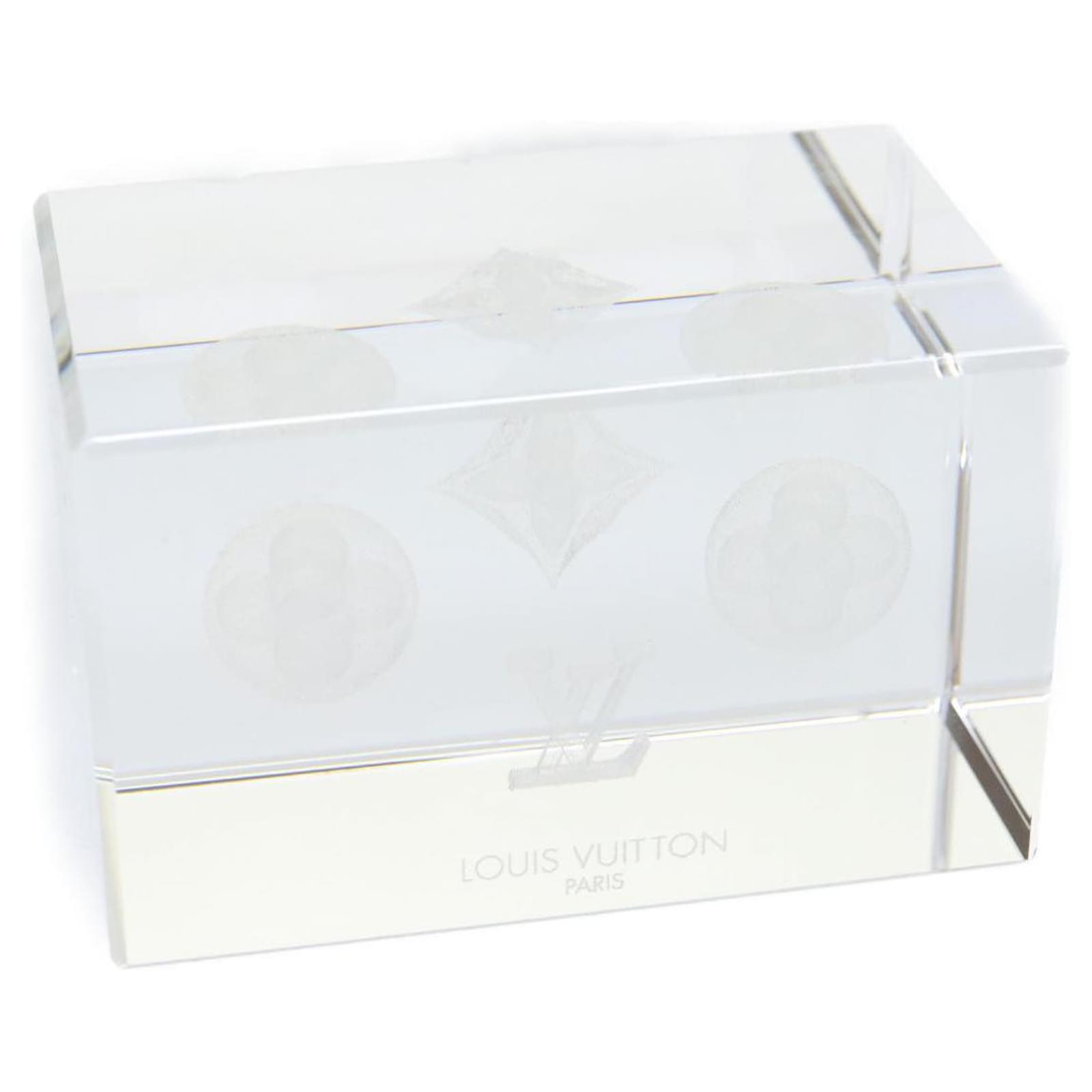 LOUIS VUITTON Crystal Trunk Paper Weight Glass VIP only Clear LV