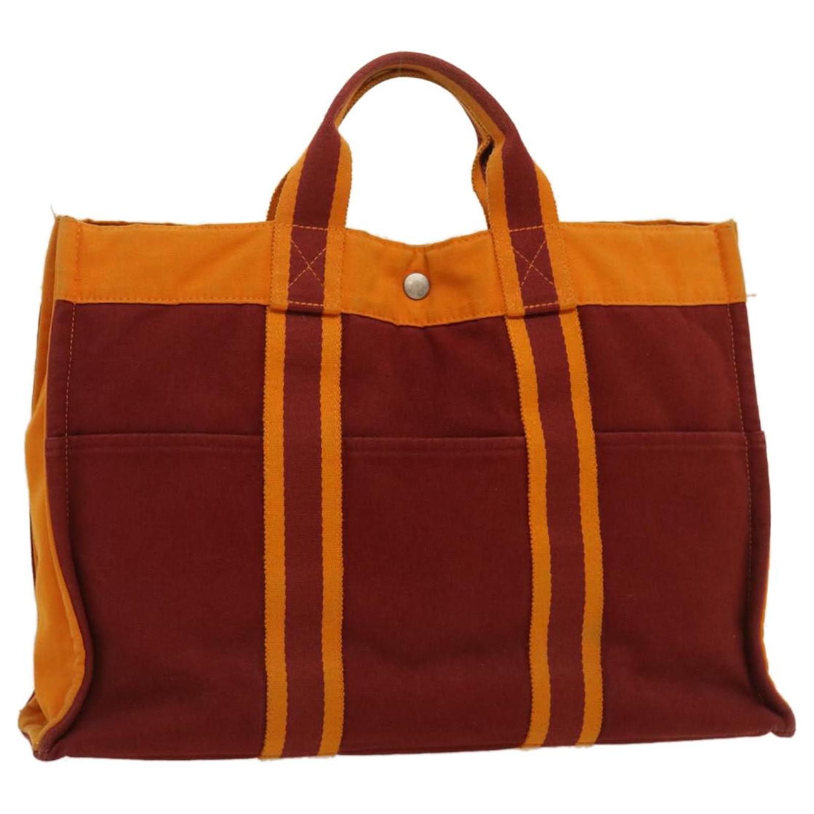 Auth Hermes New Fourre Tout MM Women's Canvas Tote Bag Orange