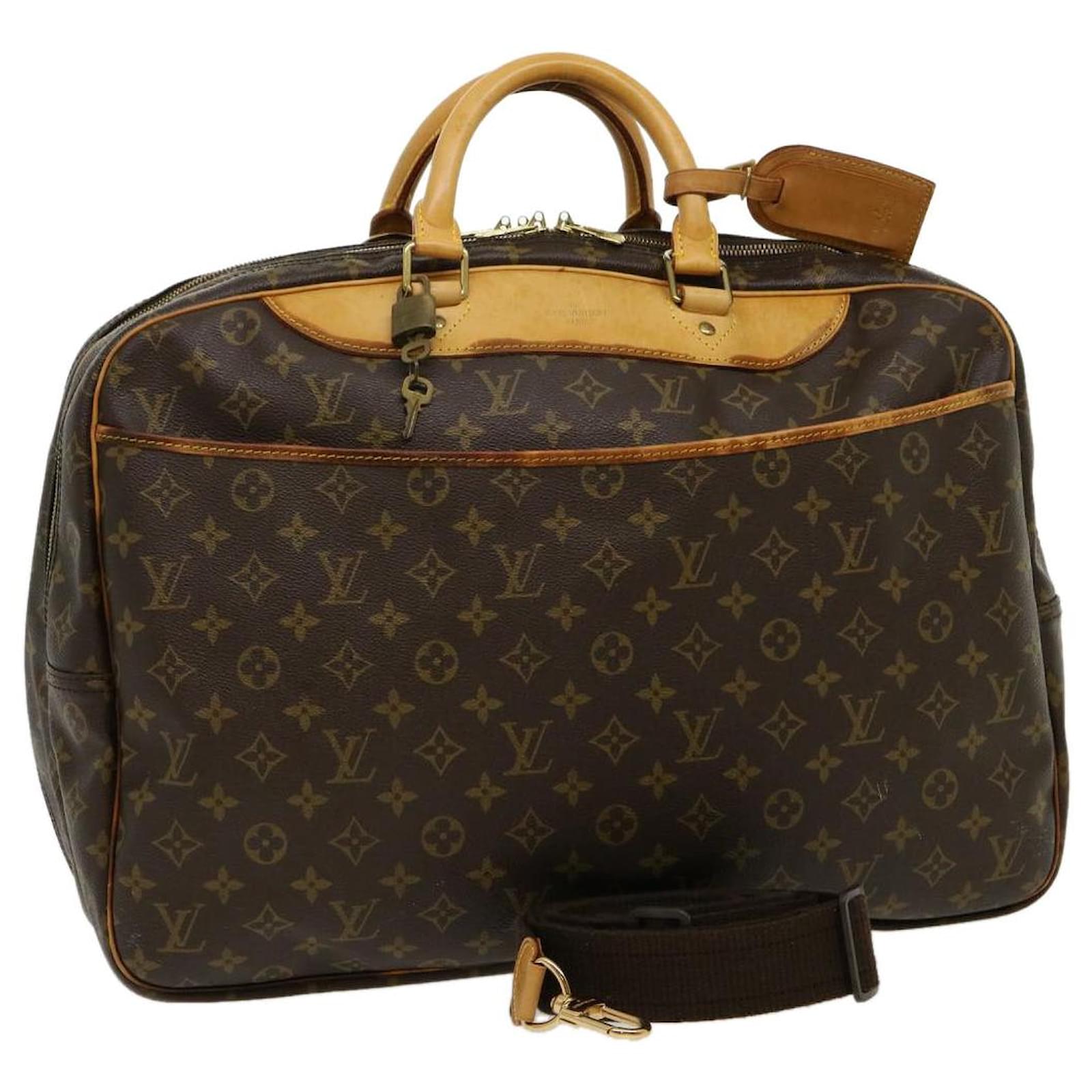 Louis Vuitton Logo Deauville Hand Bag Monogram Leather Brown Duffle Luggage  Tag