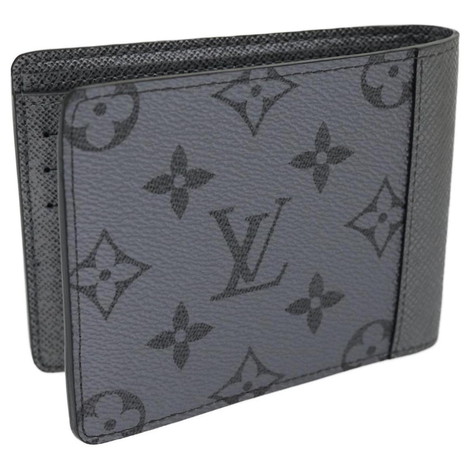 Louis Vuitton LV Slender wallet eclipse reverse Grey Leather ref