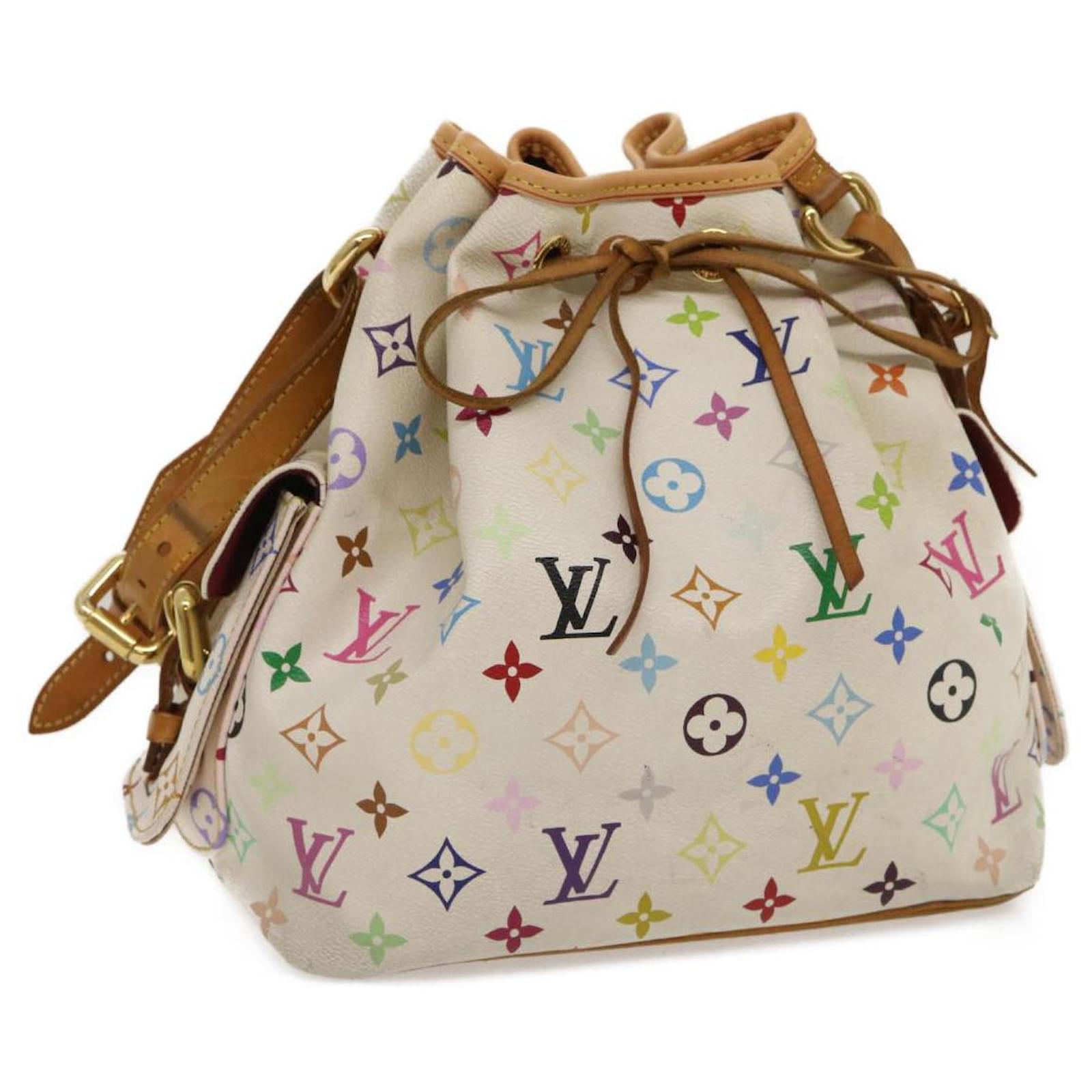 LOUIS VUITTON Petit Noe Shoulder Bag Monogram Canvas Multicolor White