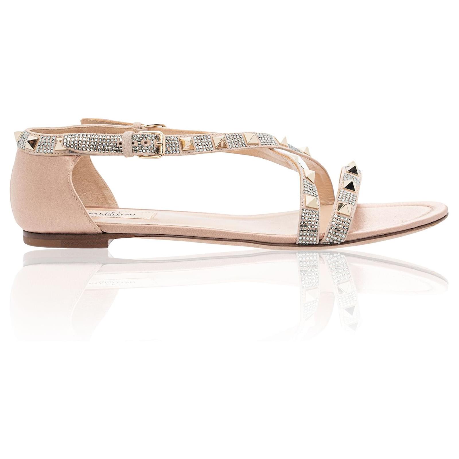 Valentino Sandales orn es de brides multiples Cuir Rose ref.601313