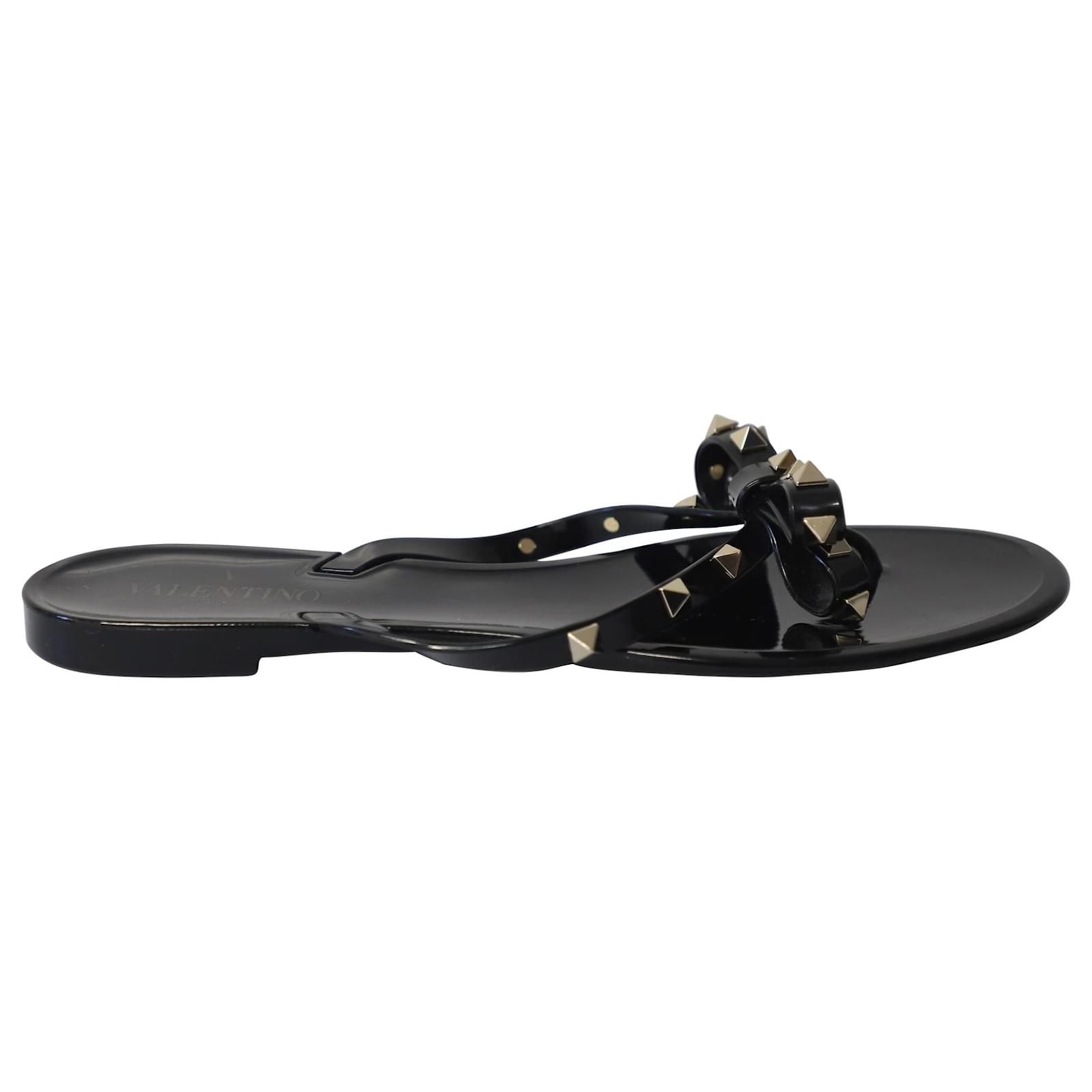 Valentino black discount bow flip flops