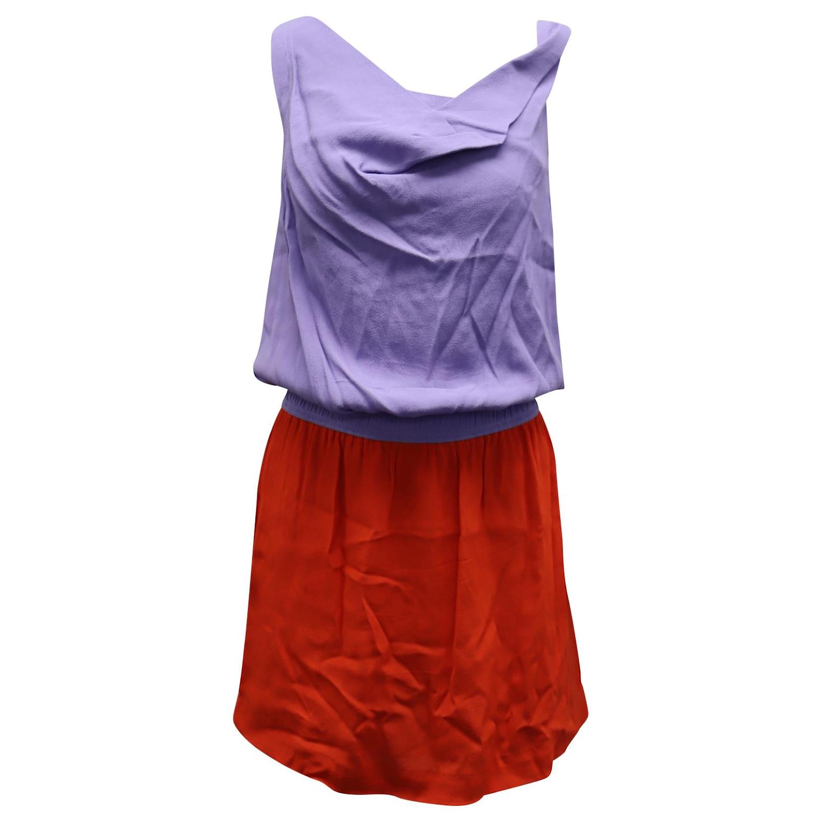 orange and purple color block dress Vintage Bold Color Block Dress NAVA