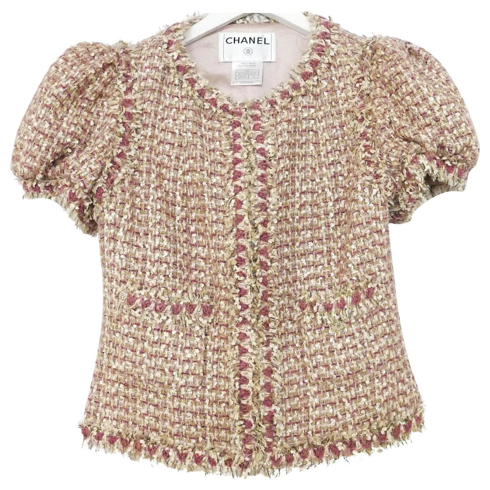 Chanel cruise 2006 Pink Tweed Puff Sleeve Jacket Silk
