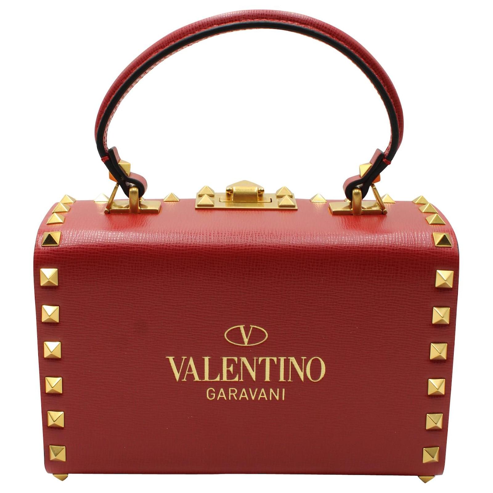 Valentino Red Leather Small Rockstud Alcove Tote Valentino