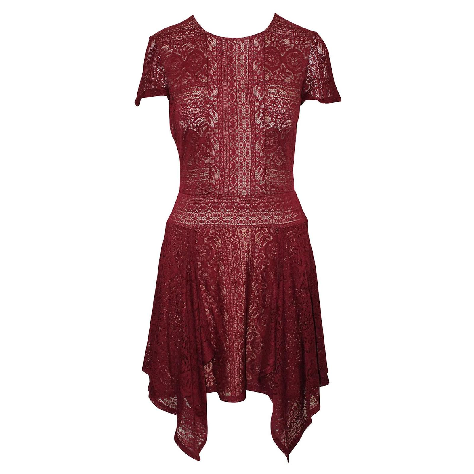 Bcbg Max Azria Dark Pink Lace Short Sleeve Dress (Sold) - Joli Closet Bcbg Max Azria Dark Pink Lace Short Sleeve Dress (Sold) - Joli Closet