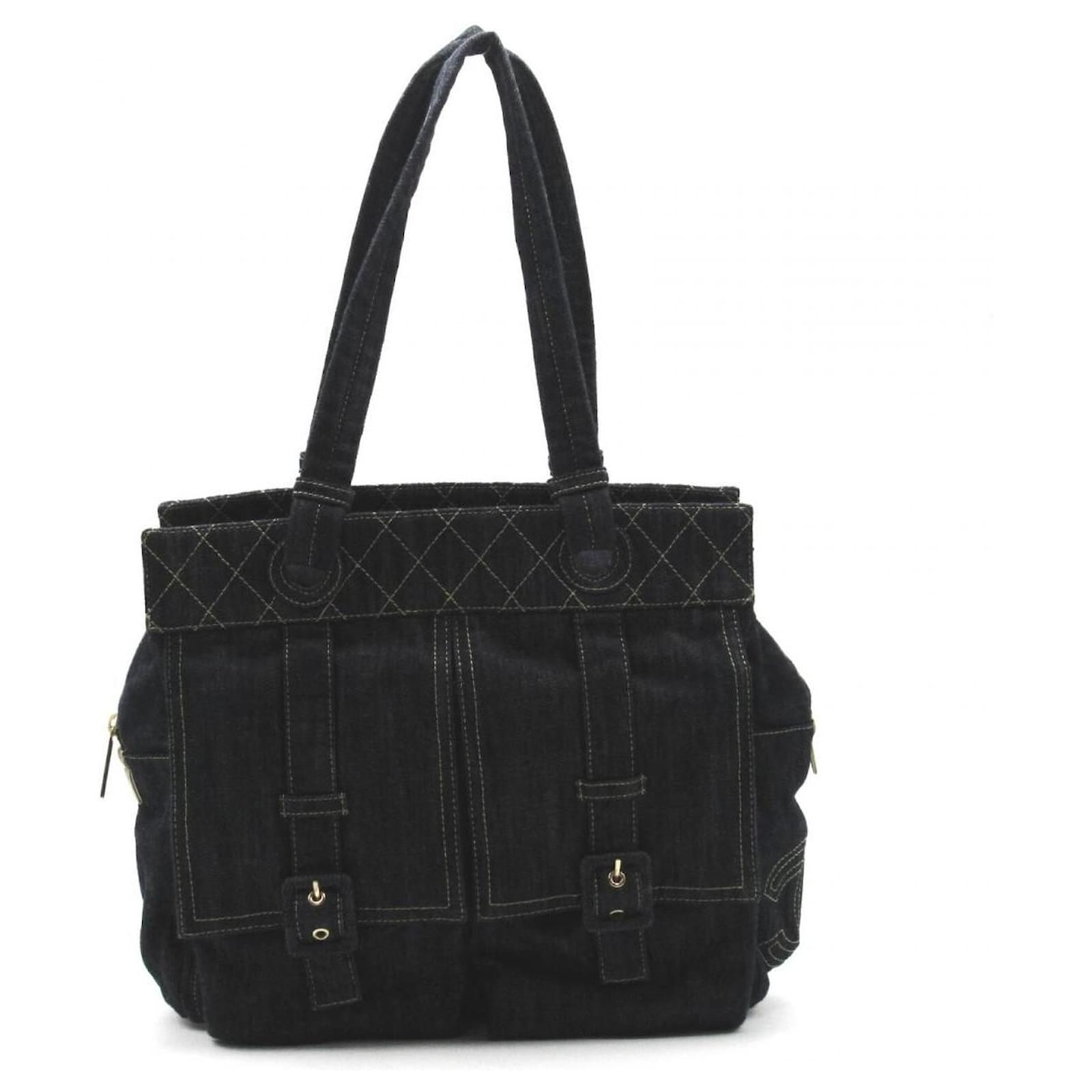 Chanel CC Denim Tote Bag Blue Metal ref.603177 Joli Closet