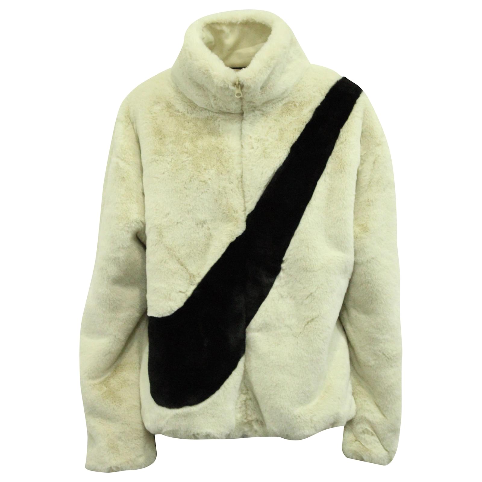 nike swoosh faux fur jacket