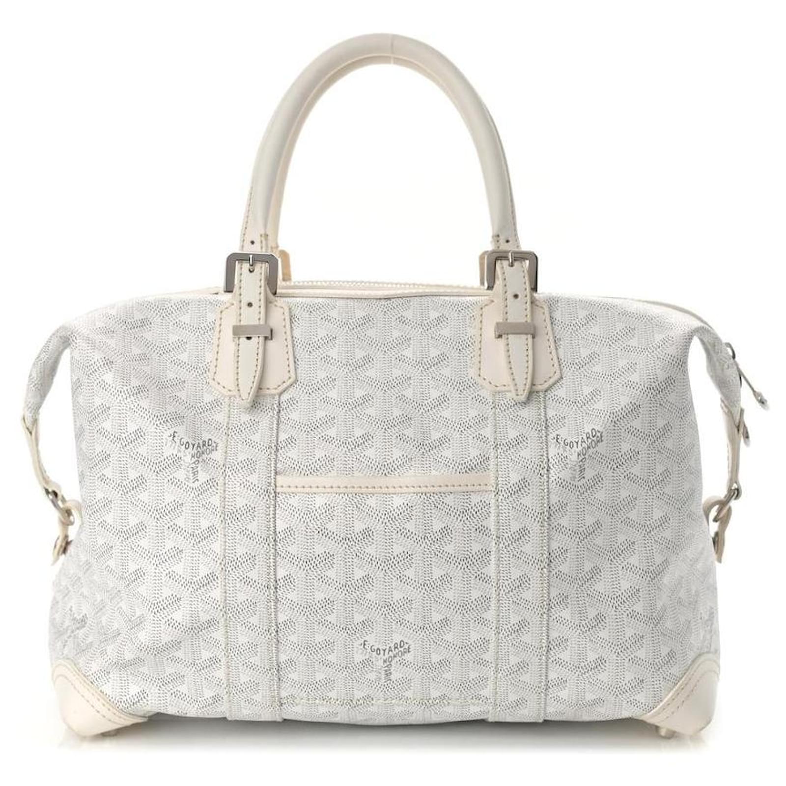 Goyard White Chevron Boeing 30 Boston Bag Leather ref.603329