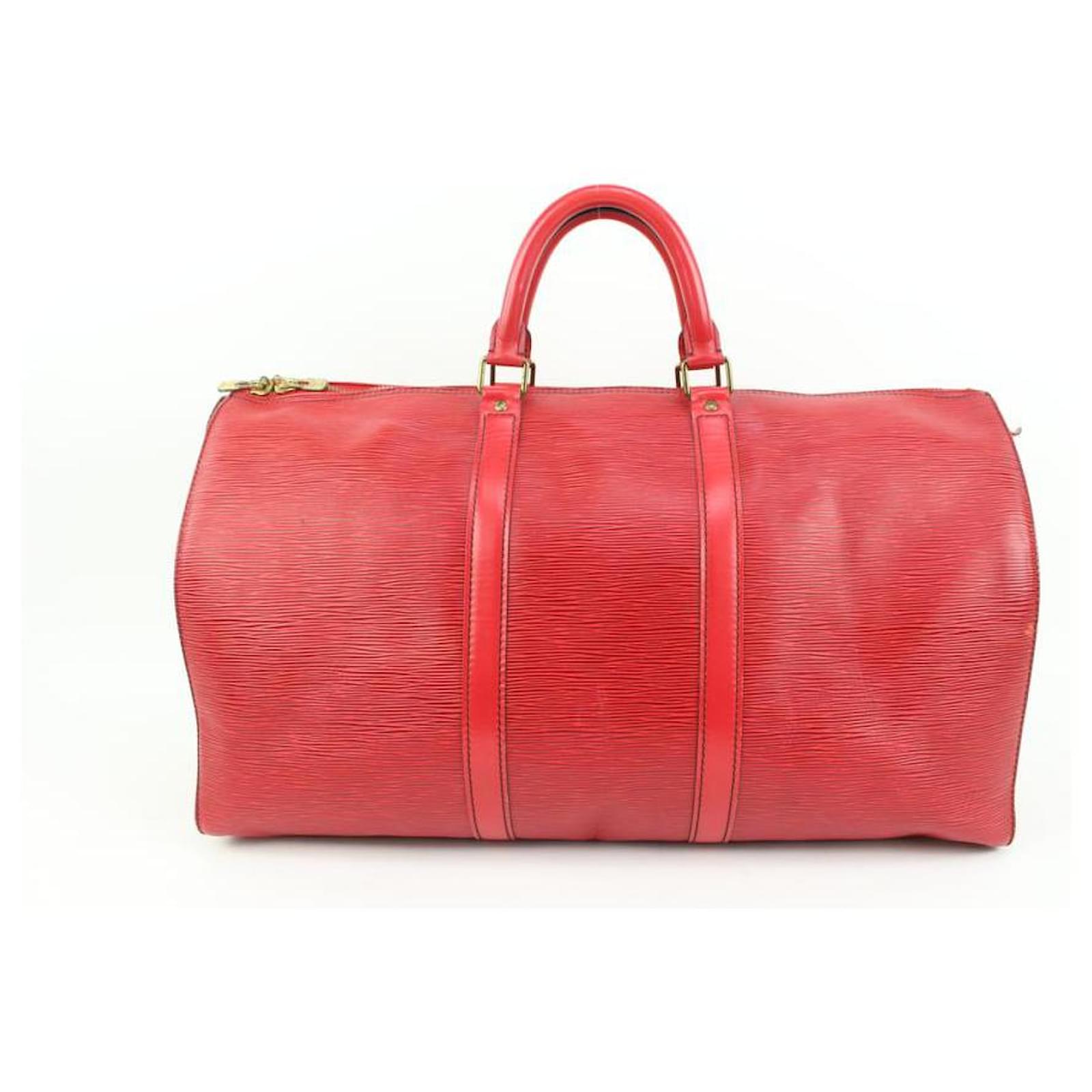 Louis Vuitton Red Epi Leather Keepall 50 Travel Bag