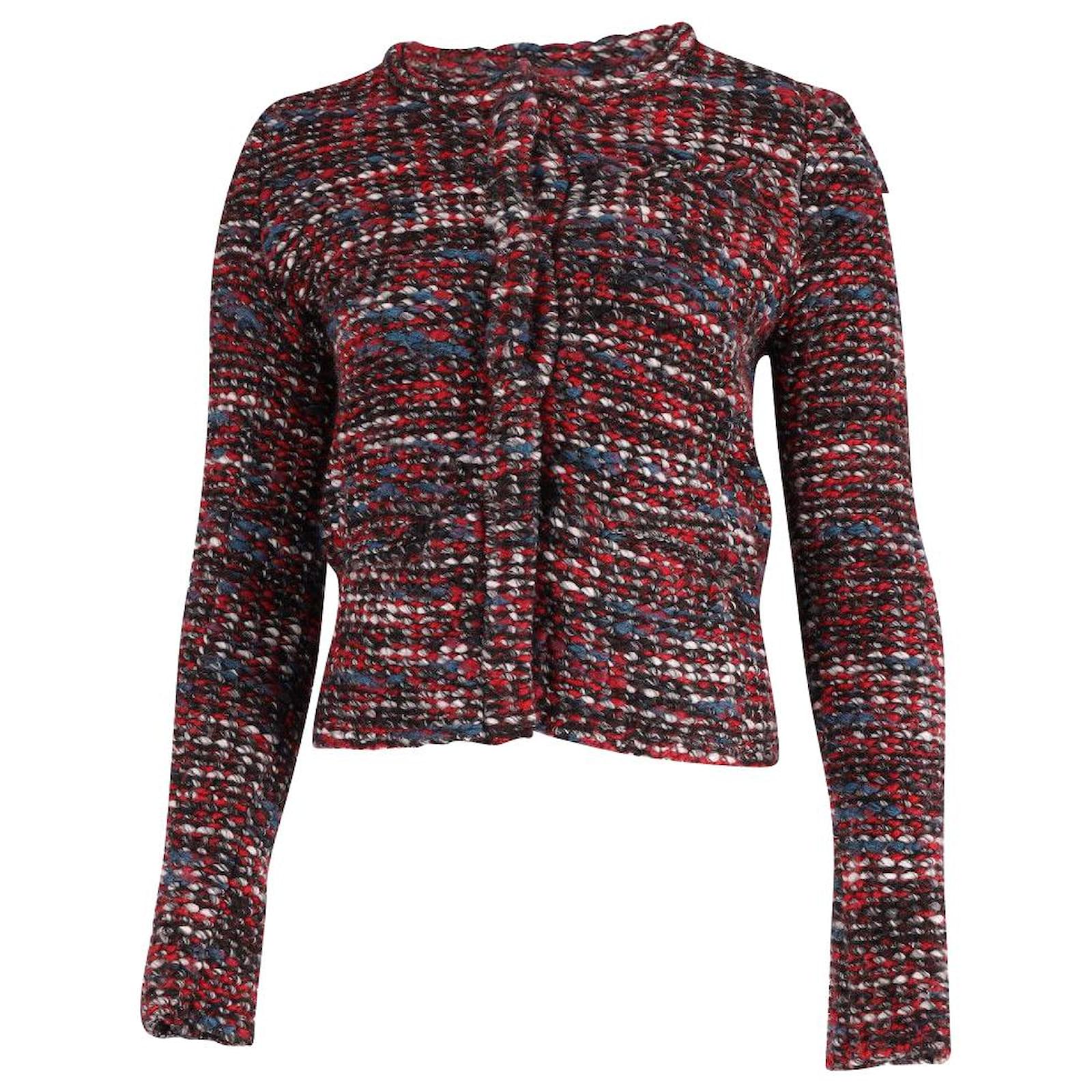 Bouclé-Tweed Jacket in Red Wool Joli Closet