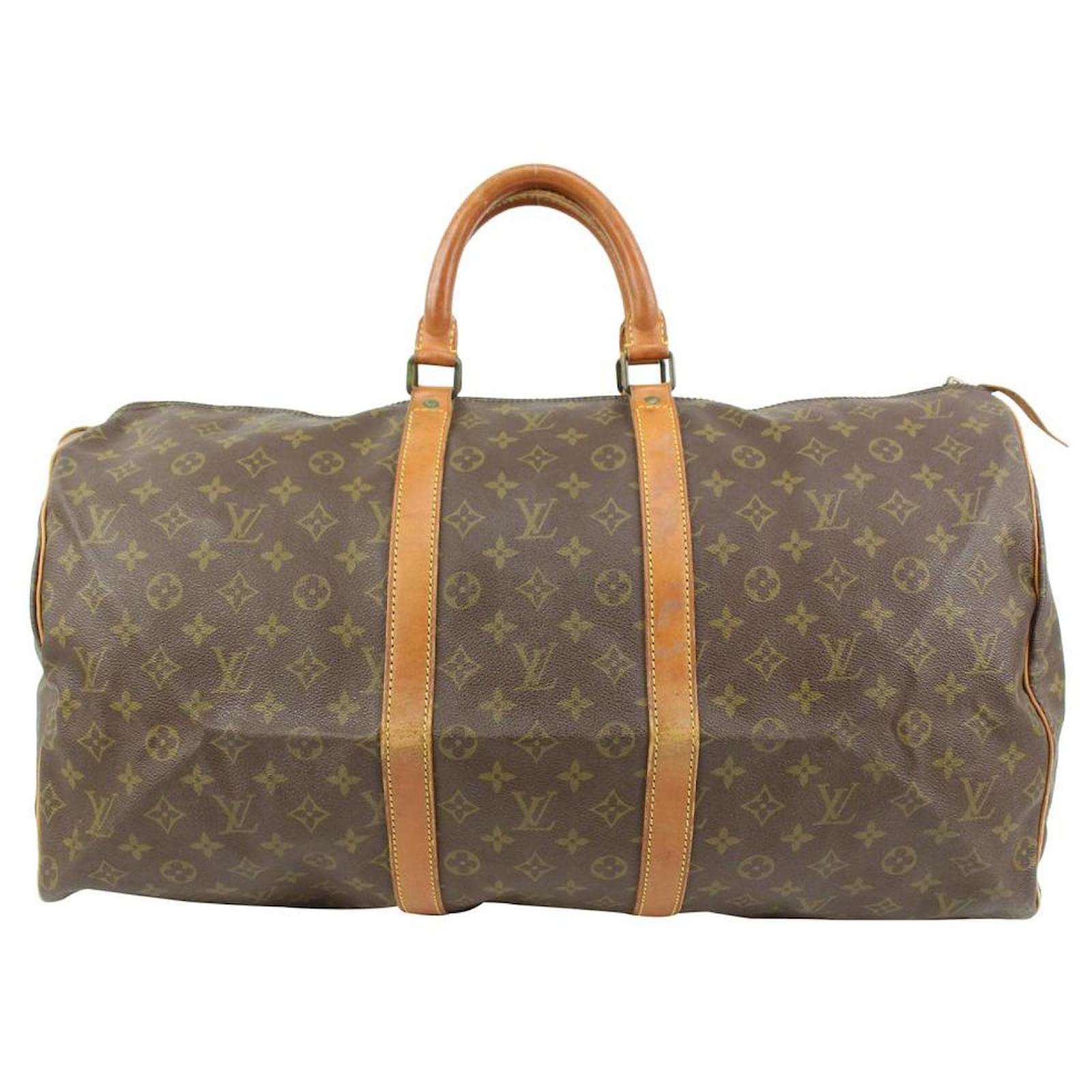 Louis Vuitton Monogram Keepall 55 Duffle Boston Travel Bag Leather