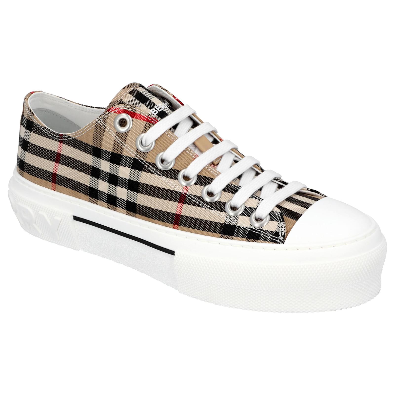 Burberry women vintage check sneaker in archive beige cotton  -  Joli Closet