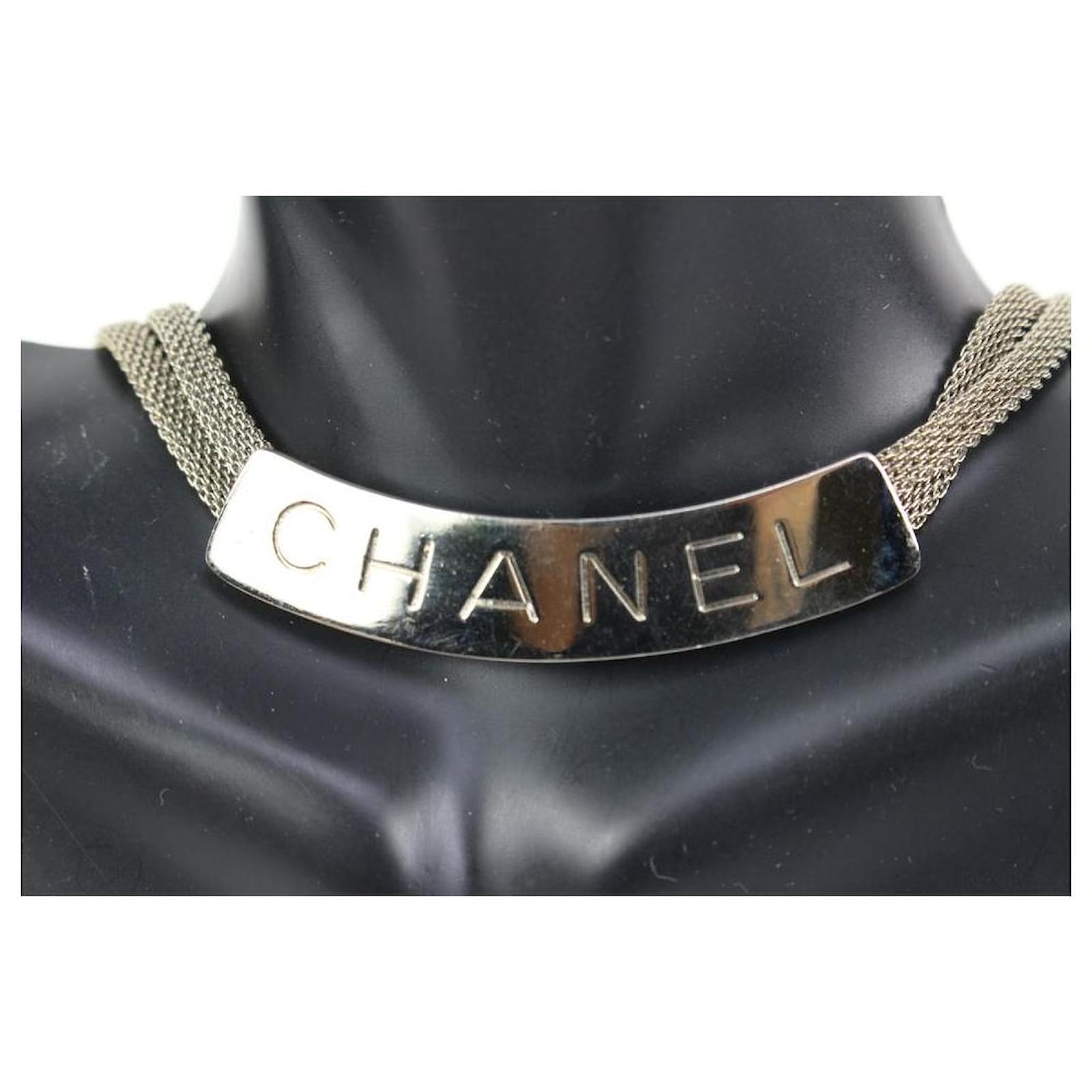 silver chanel choker necklace