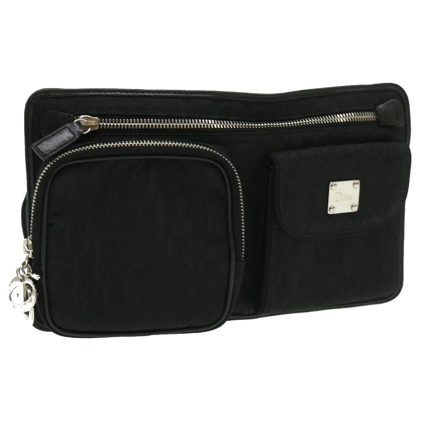 Christian Dior Trotter Canvas Waist Bag Black Auth br488a ref.604944