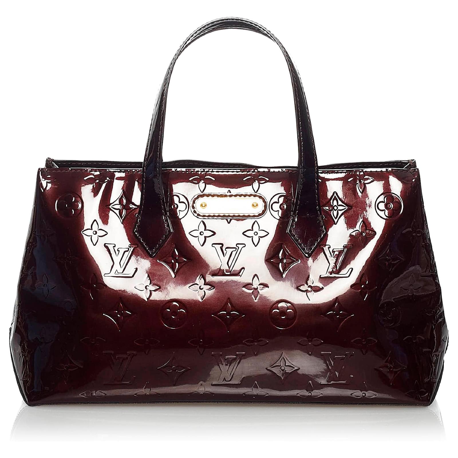 Louis Vuitton Brown Monogram Vernis Wilshire PM Beige Leather