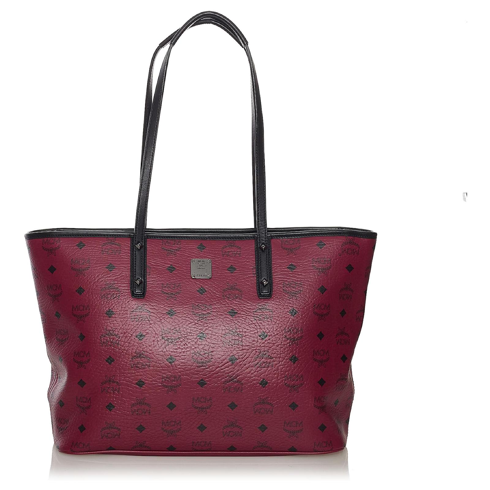 MCM Pink Visetos Leather Tote Bag Black Pony-style calfskin ref.222961 -  Joli Closet