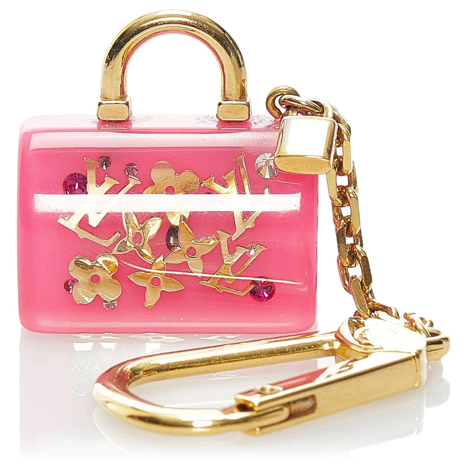 Llavero rosa con dije para bolso Speedy de Louis Vuitton Dorado