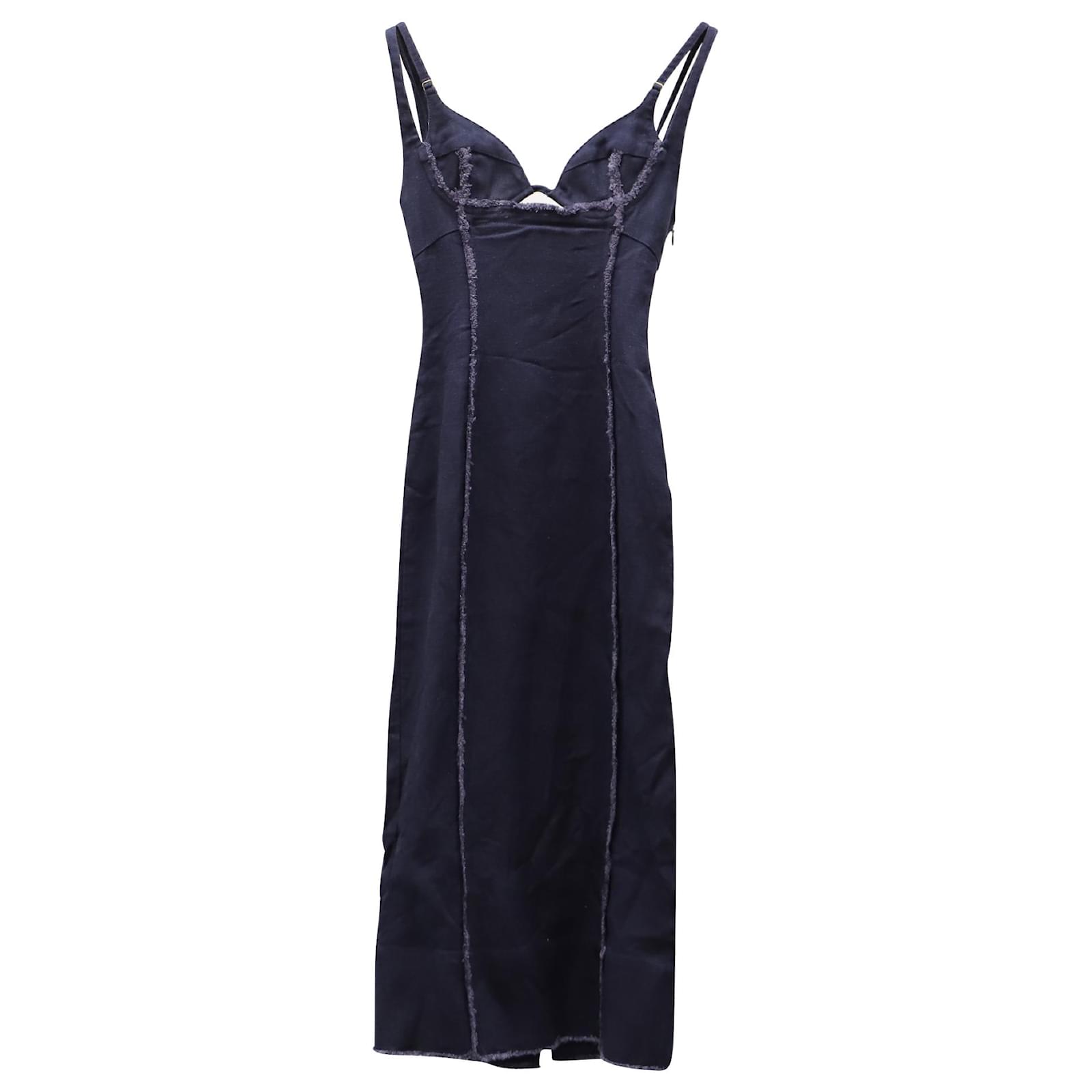 Jacquemus La Robe Robe Valerie Midi En Lin Bleu Marine Ref 606738 jacquemus-la-robe-robe-valerie-midi-en-lin-bleu-marine-ref-606738